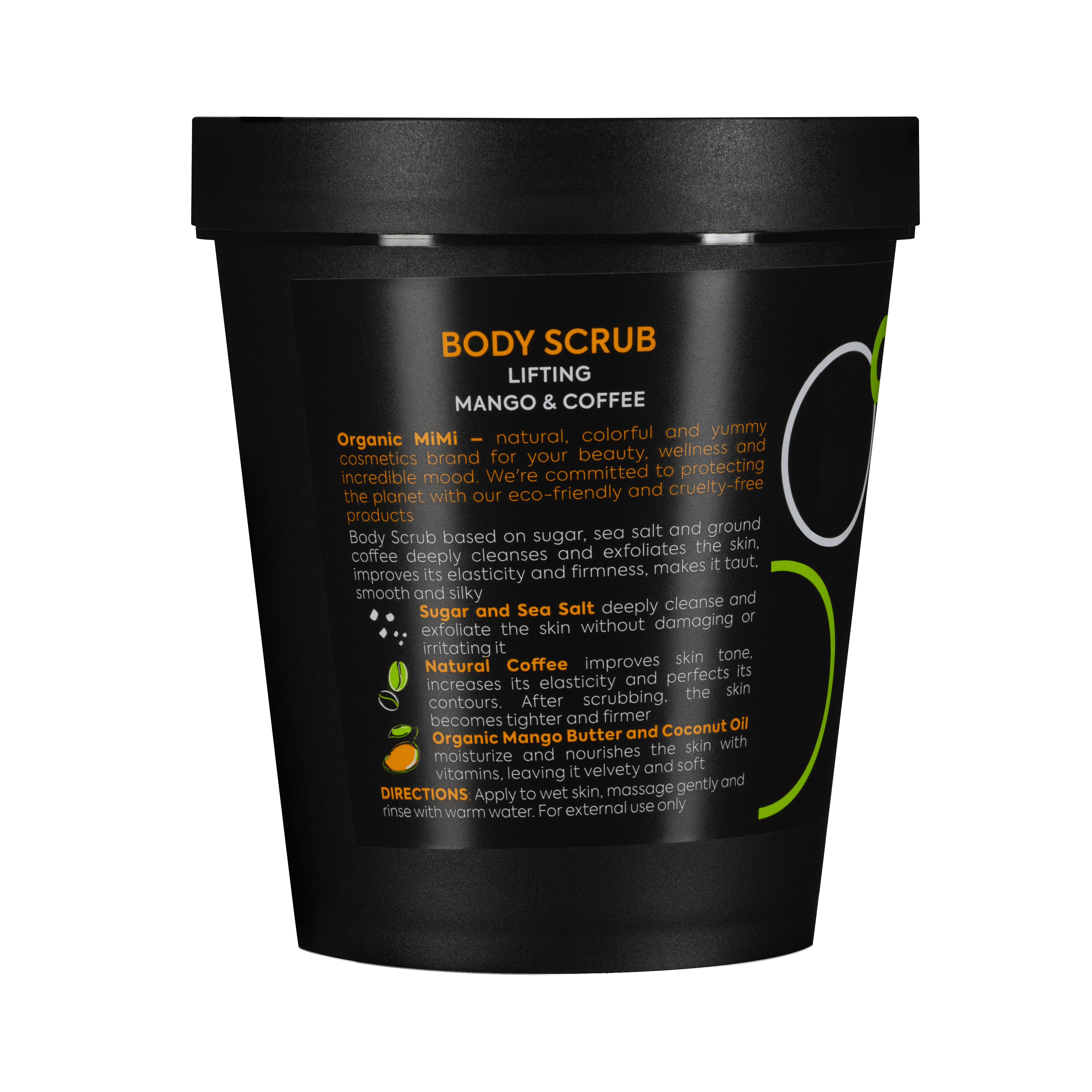 Organic Mimi Lifting Body Scrub – Mango & Coffee, 250g