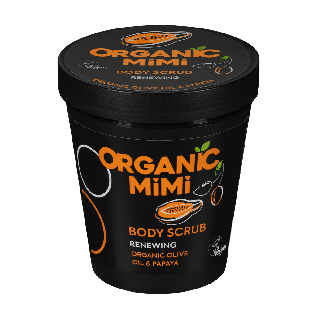 Organic Mimi Renewing Body Scrub – Olive & Papaya, 250g