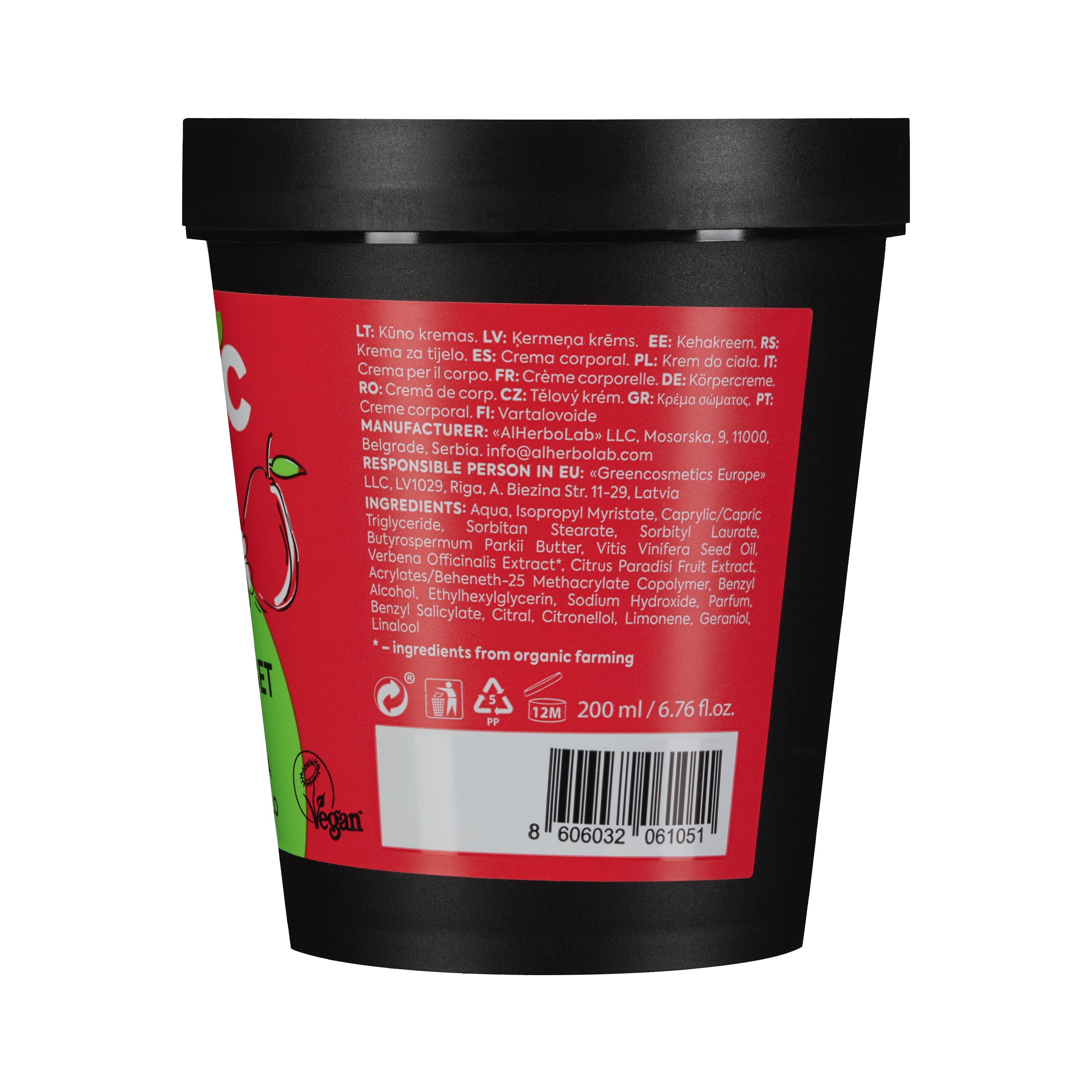 Organic Mimi Hydrating Body Sorbet – Verbena & Pomelo, 200ml