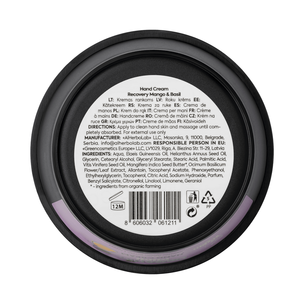 Organic Mimi Recovery Hand Cream – Mango & Basil, 50ml