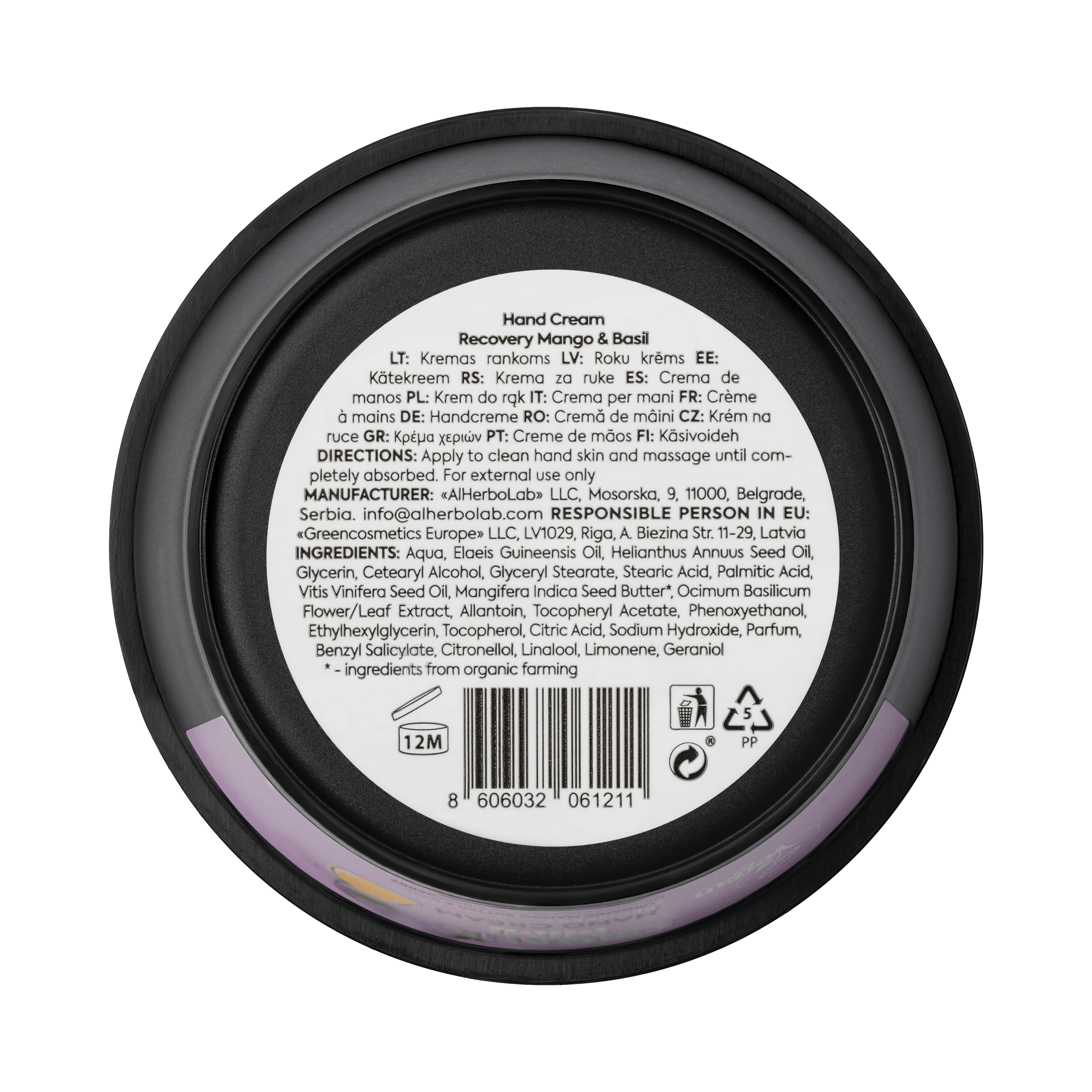 Organic Mimi Recovery Hand Cream – Mango & Basil, 50ml