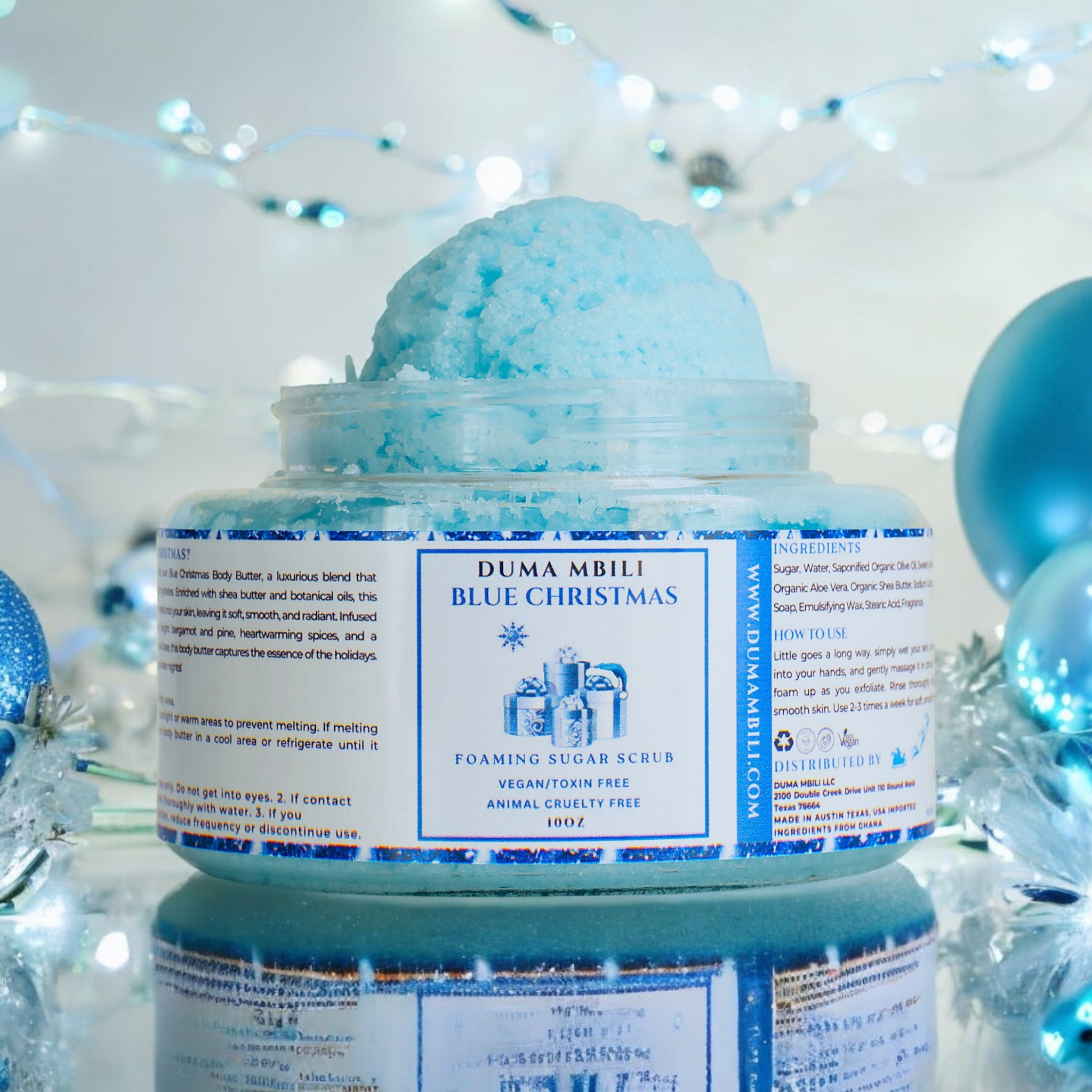 Blue Christmas Foaming Sugar Scrub – Bergamot, Pine & Vanilla Musk