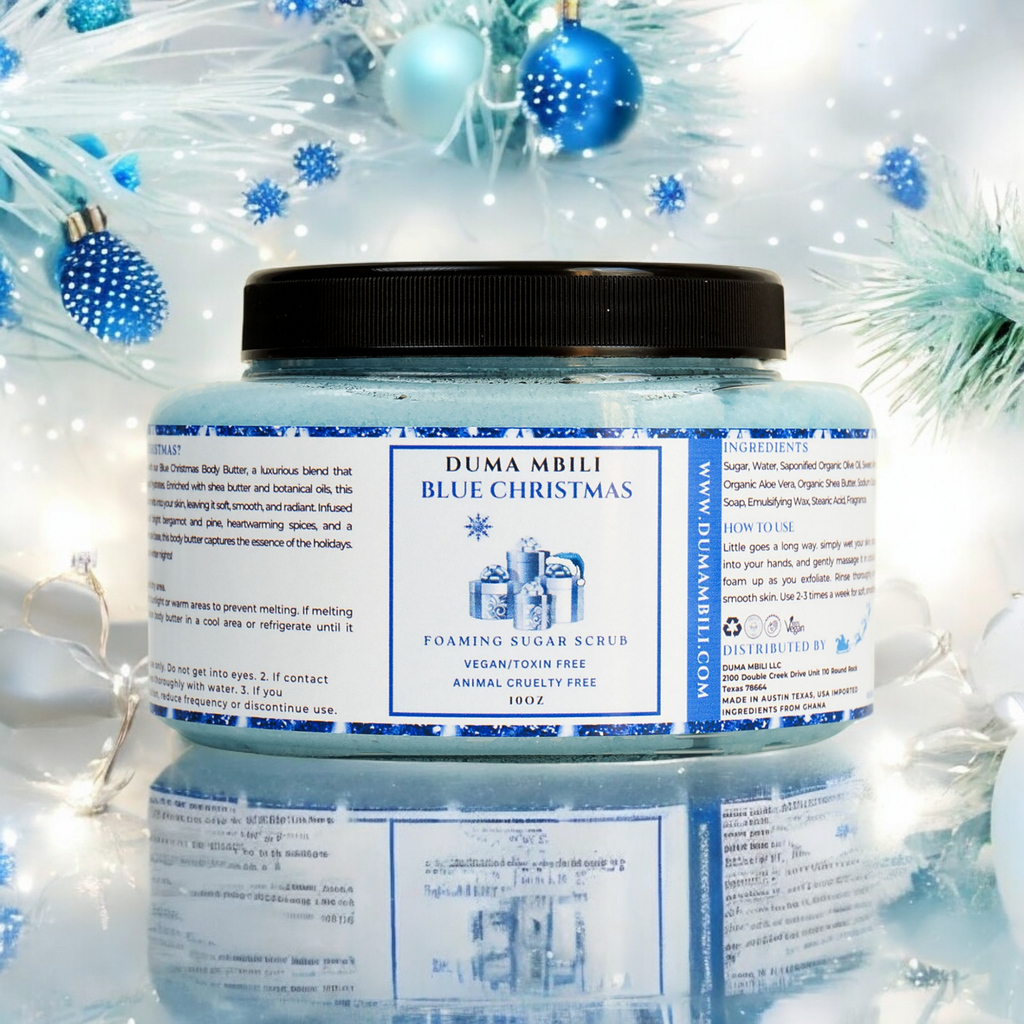 Blue Christmas Foaming Sugar Scrub – Bergamot, Pine & Vanilla Musk