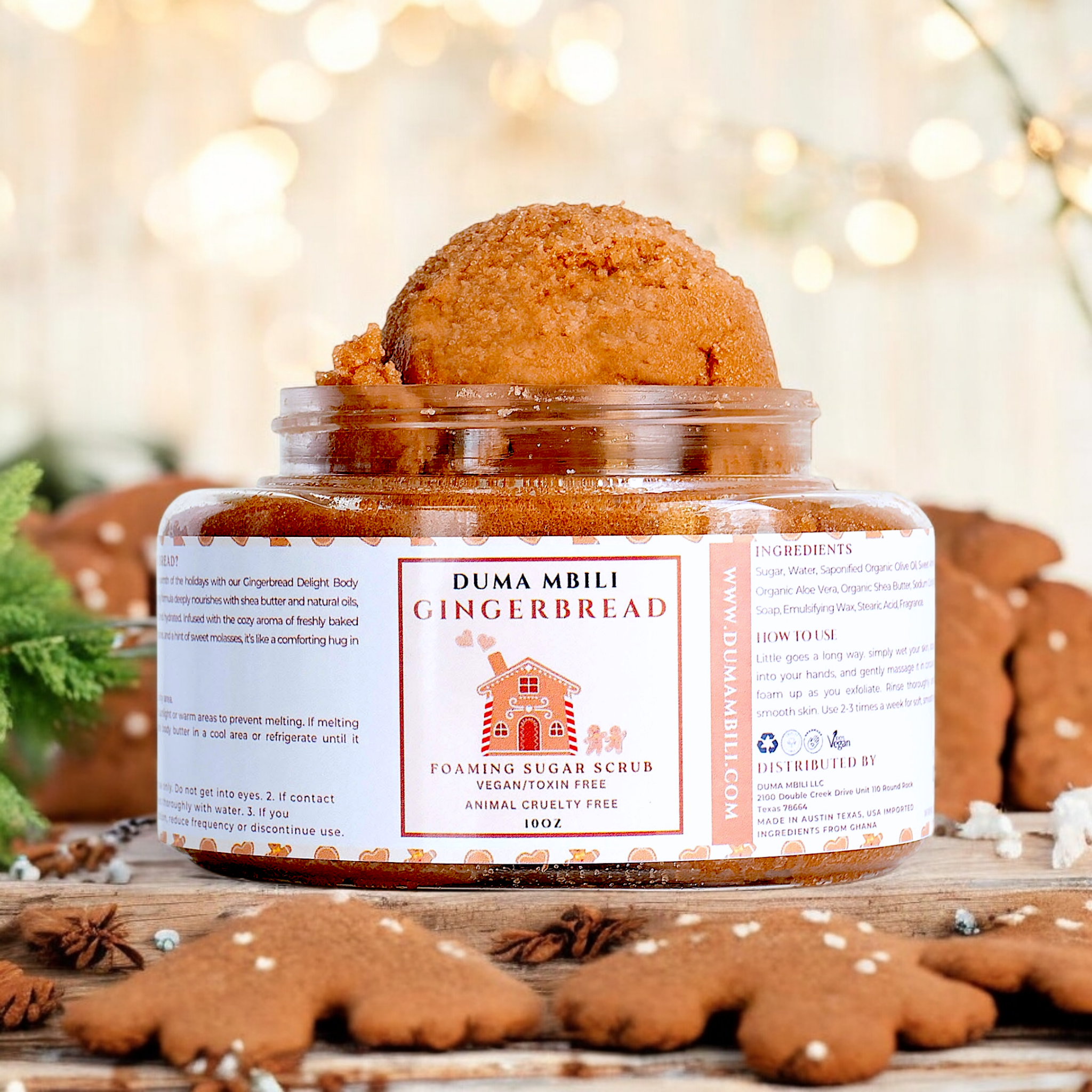 Gingerbread Foaming Sugar Scrub – Ginger, Cinnamon, Nutmeg & Molasses