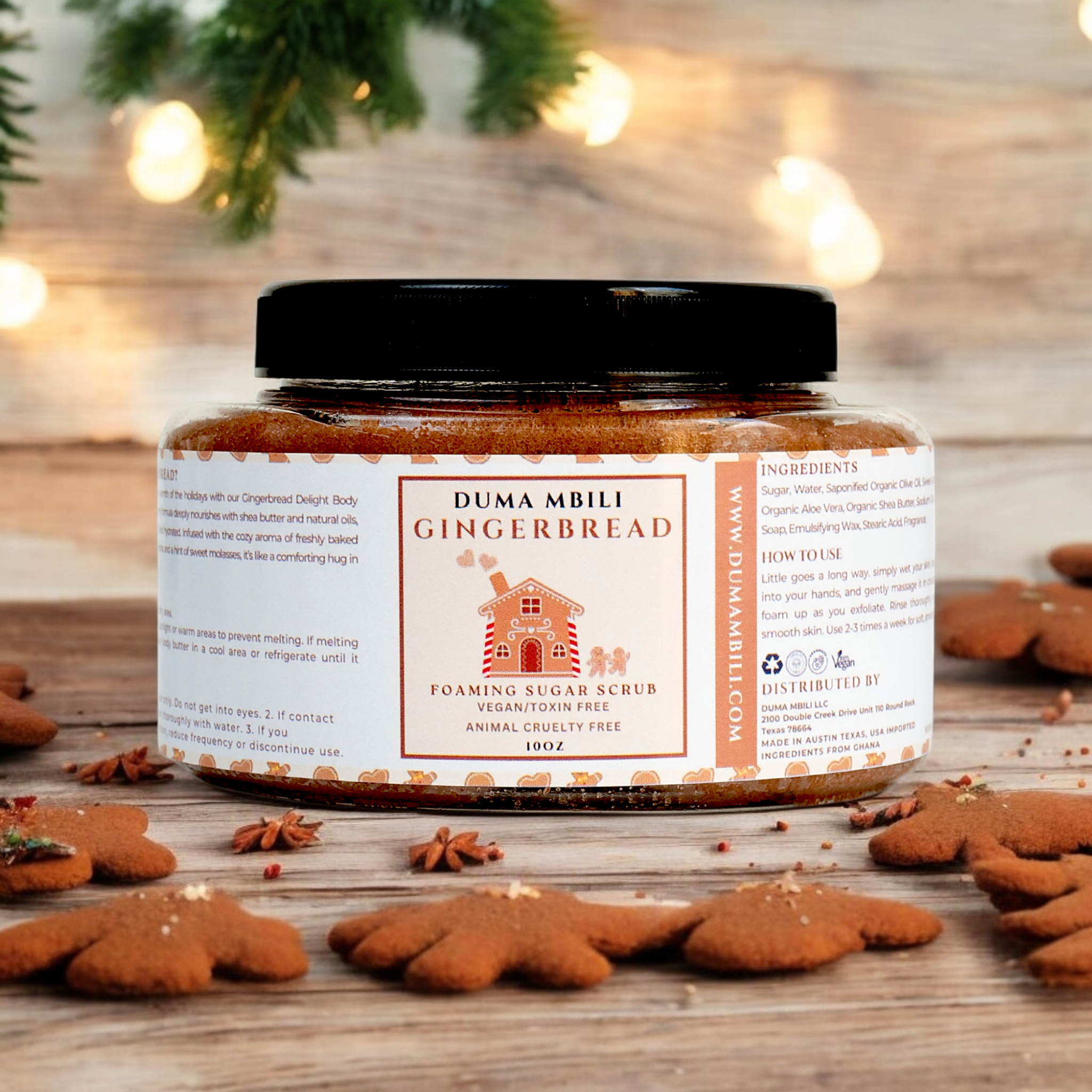 Gingerbread Foaming Sugar Scrub – Ginger, Cinnamon, Nutmeg & Molasses