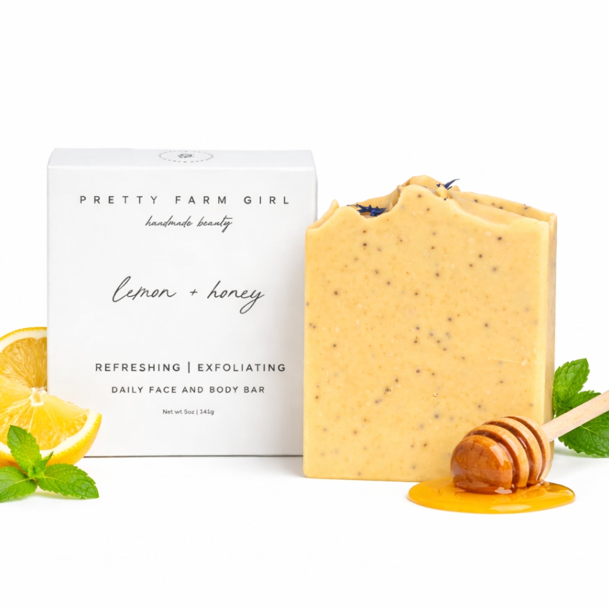 Lemon, Honey & Poppy Seed Tallow & Goat Milk Soap Bar – Brightening Handmade Bar