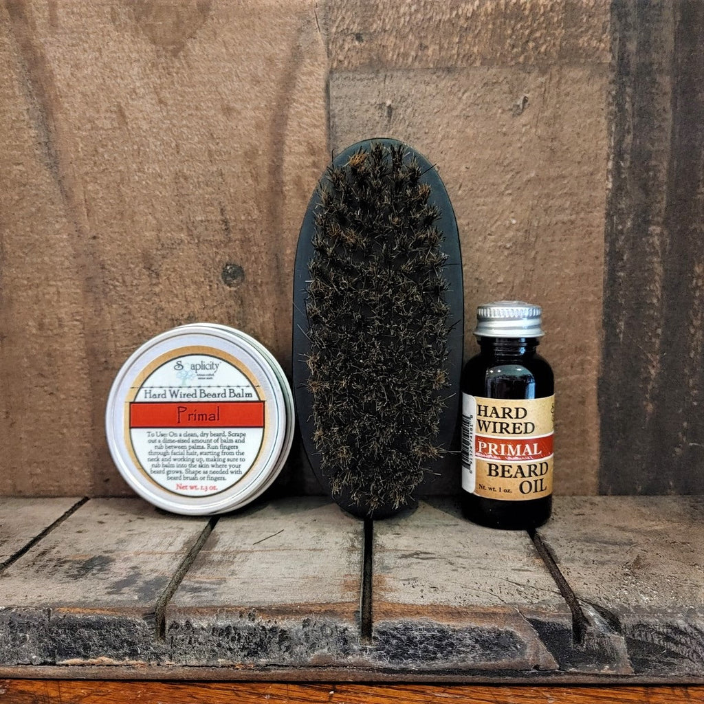 Beard-Pro Gift Set – Hard Wired Beard Oil, Balm & Brush | Premium Men's Grooming Gift