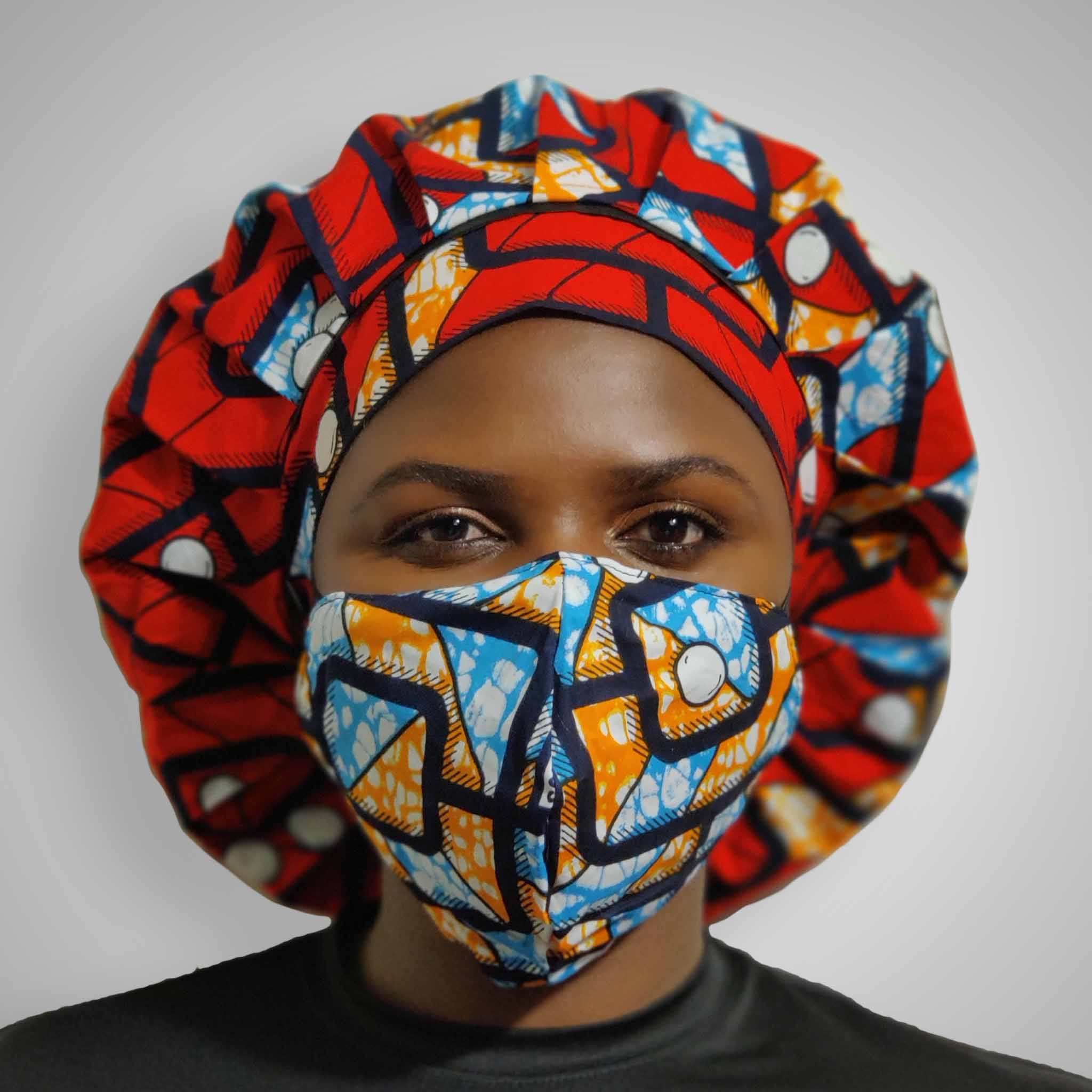 Duma Mbili Kente Satin-Lined Reversible Bonnet – 68" x 20"