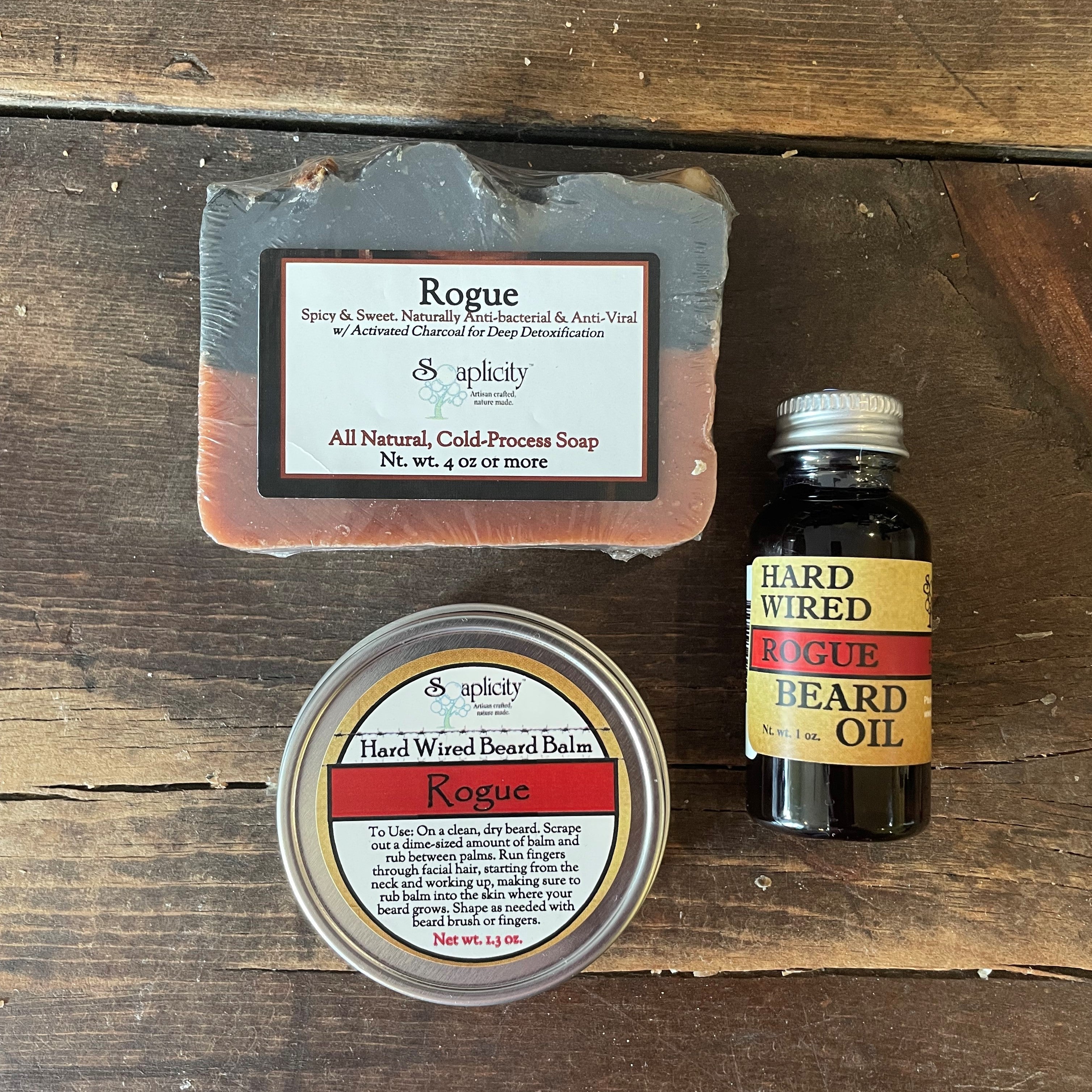 Bearded Trio Gift Set – Hard Wired Beard Oil, Balm & Soap Bar Bundle