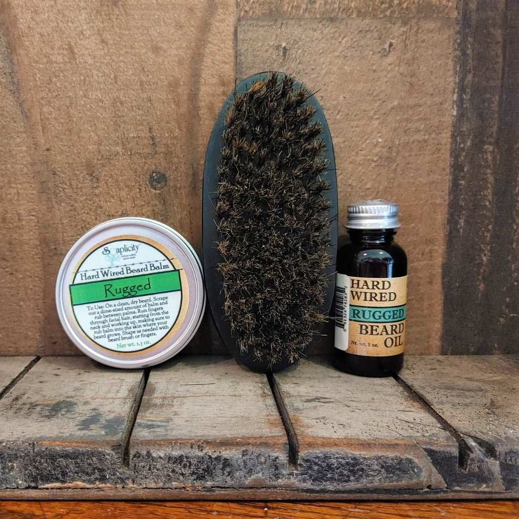 Beard-Pro Gift Set – Hard Wired Beard Oil, Balm & Brush | Premium Men's Grooming Gift