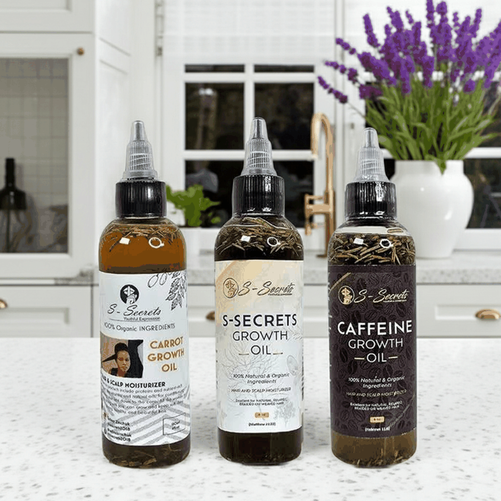 S-Secrets Hair Growth Oil Bundle – 3 Bottles x 2 oz (6 oz Total)
