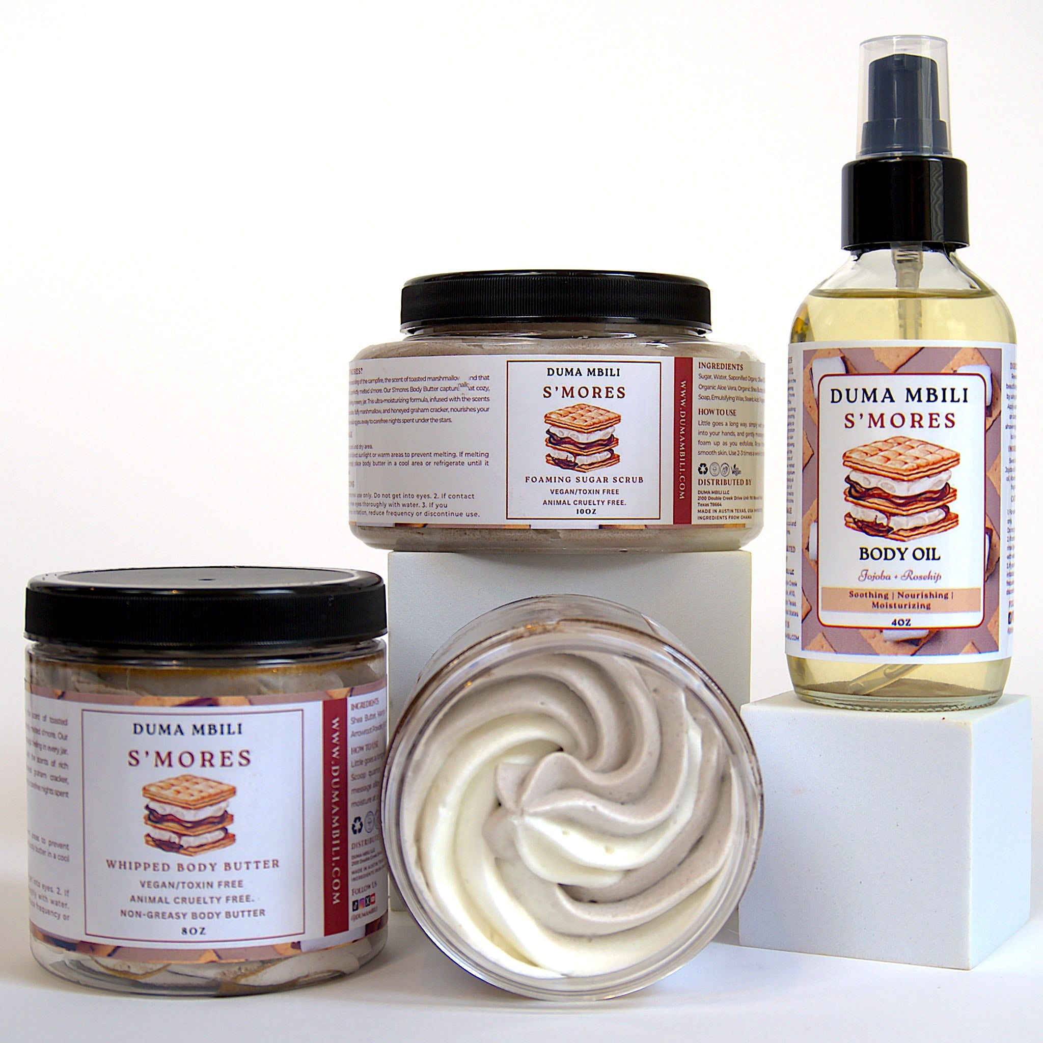 S’mores Bundle – Body Oil, Body Butter & Foaming Sugar Scrub