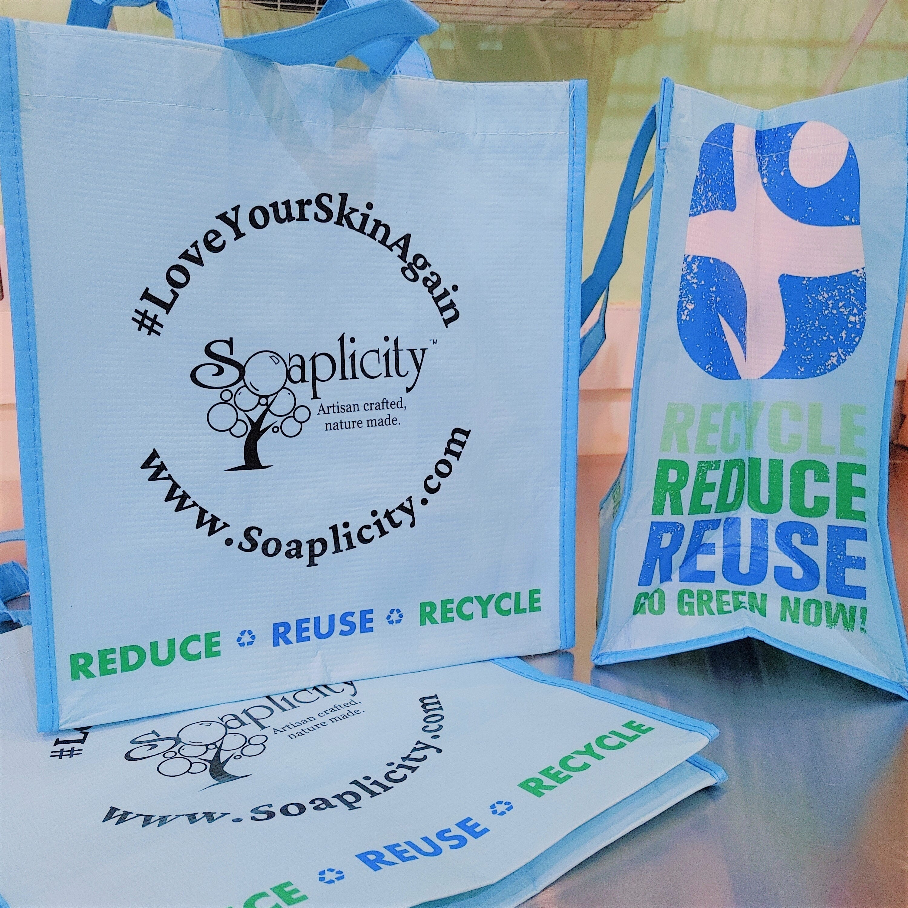 Soaplicity Eco-Friendly Reusable Shopping Tote Bags – Made from Recycled Bottles