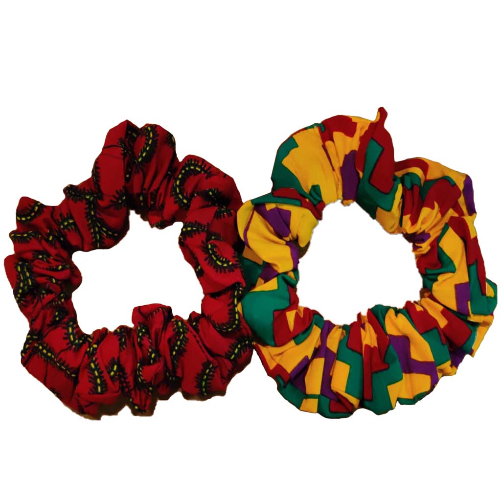 African Print Hair Scrunchies – 100% Cotton Ankara Fabric