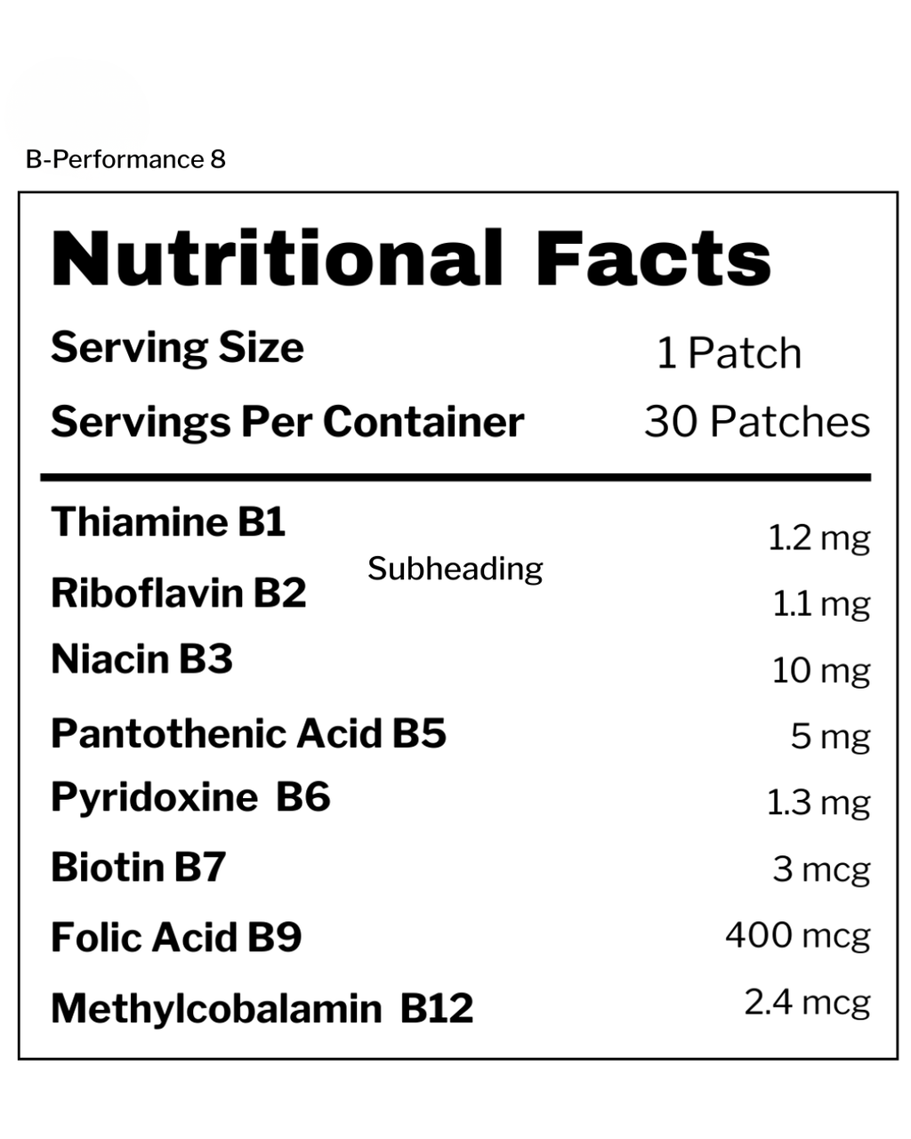 B-Performance 8 – Complete B-Vitamin Complex Transdermal Patch