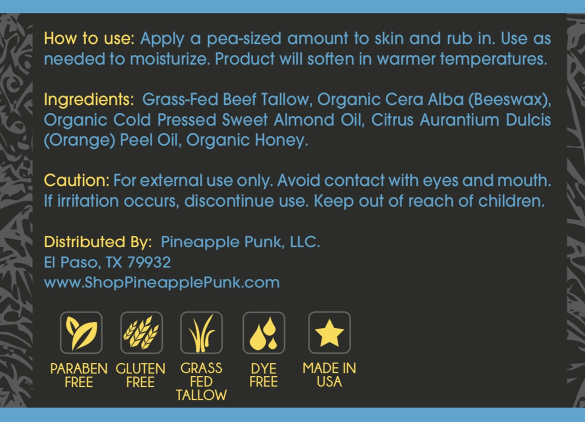 Body Tallow Moisturizer Balm – 100% Grass-Fed