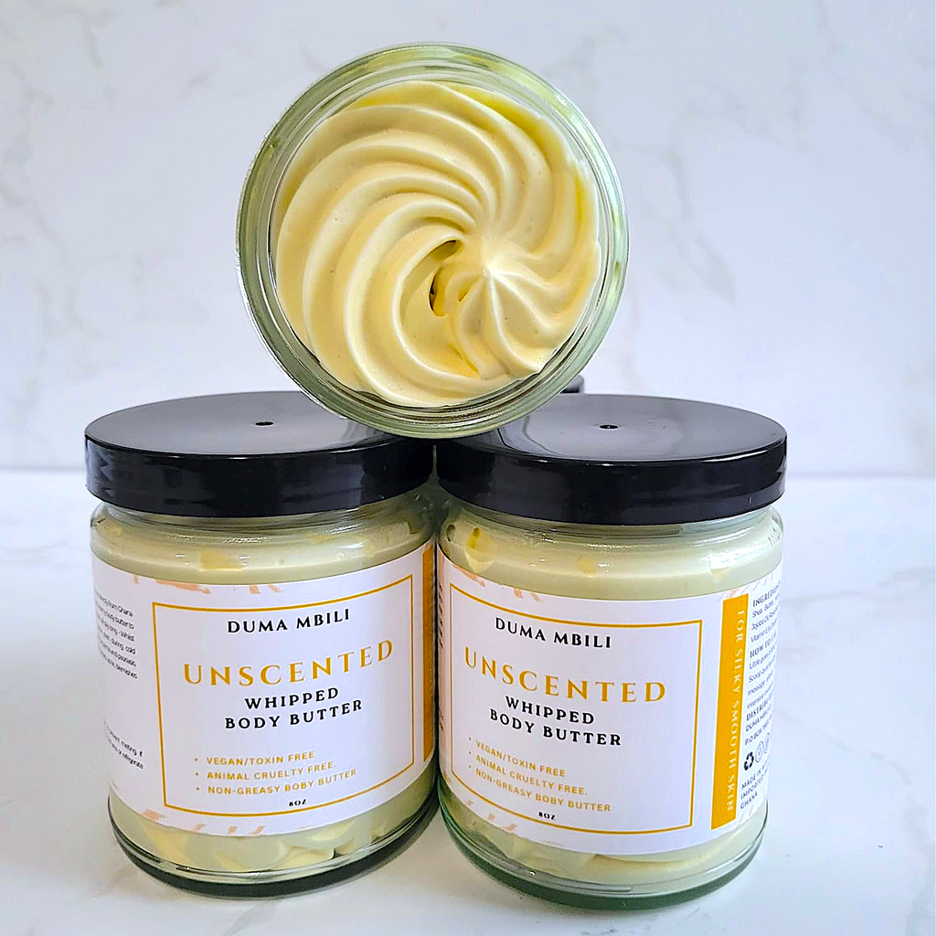 Unscented Whipped Body Butter – Shea, Mango & Cocoa Butter Blend, 4 oz & 8 oz
