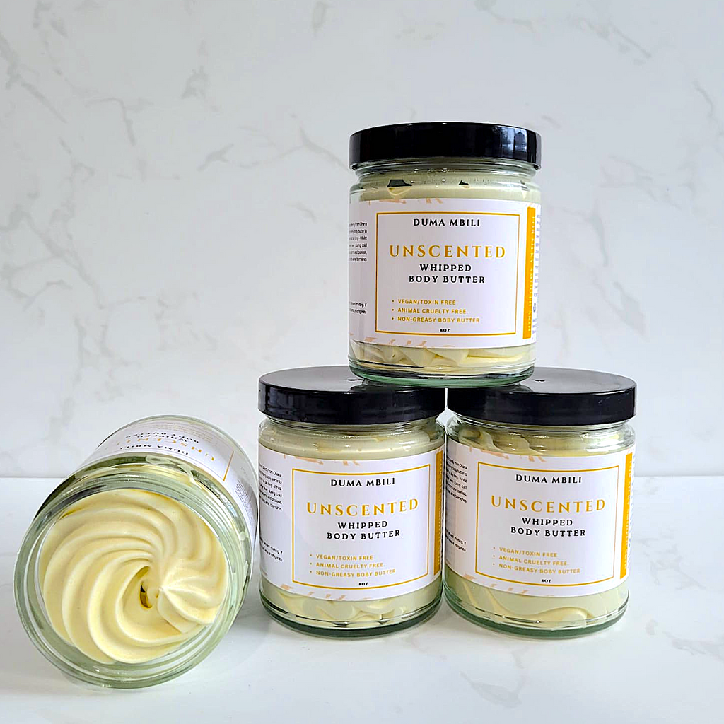 Unscented Whipped Body Butter – Shea, Mango & Cocoa Butter Blend, 4 oz & 8 oz