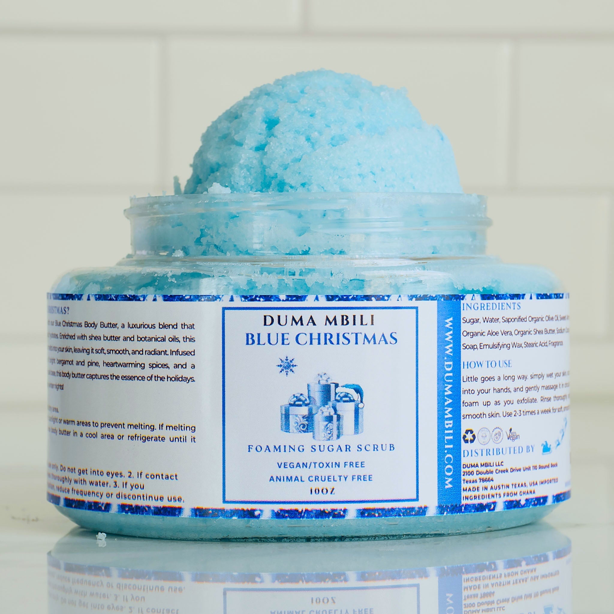 Blue Christmas Foaming Sugar Scrub – Bergamot, Pine & Vanilla Musk