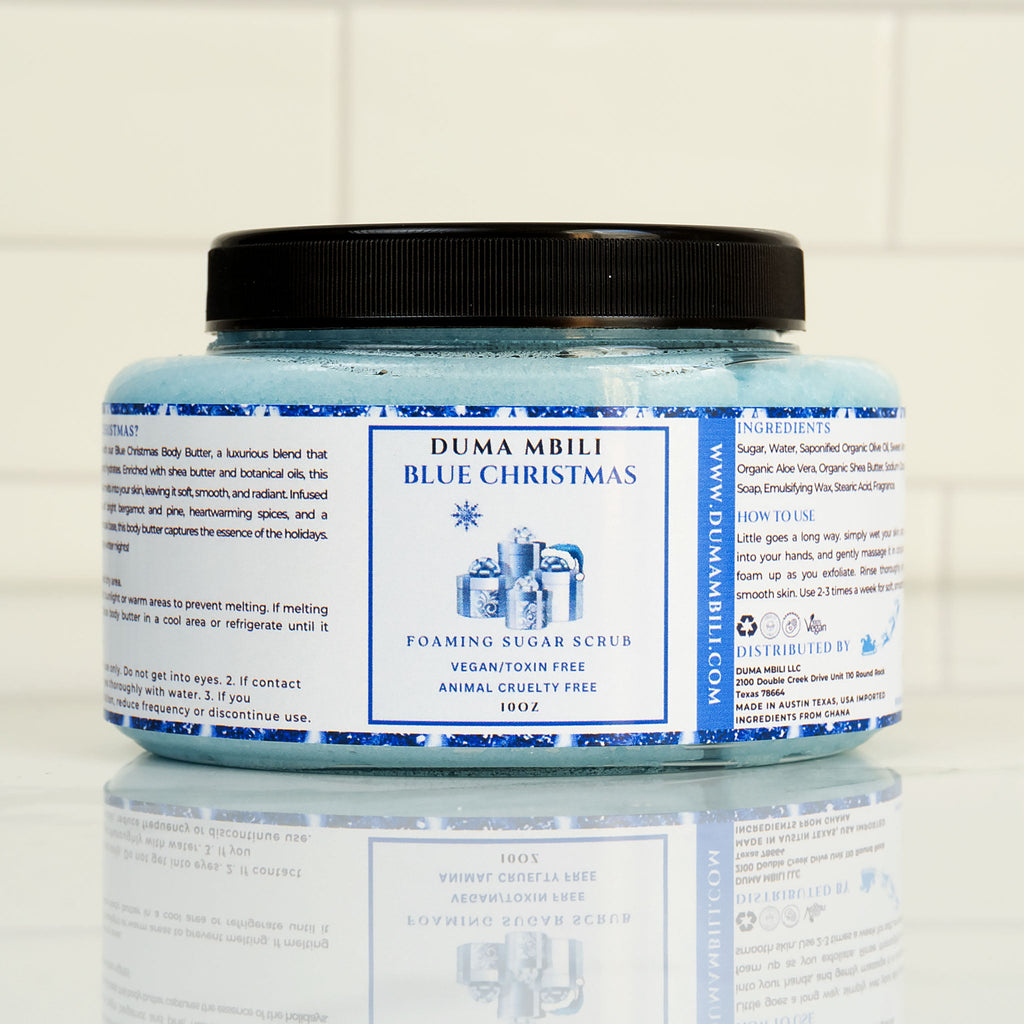 Blue Christmas Foaming Sugar Scrub – Bergamot, Pine & Vanilla Musk