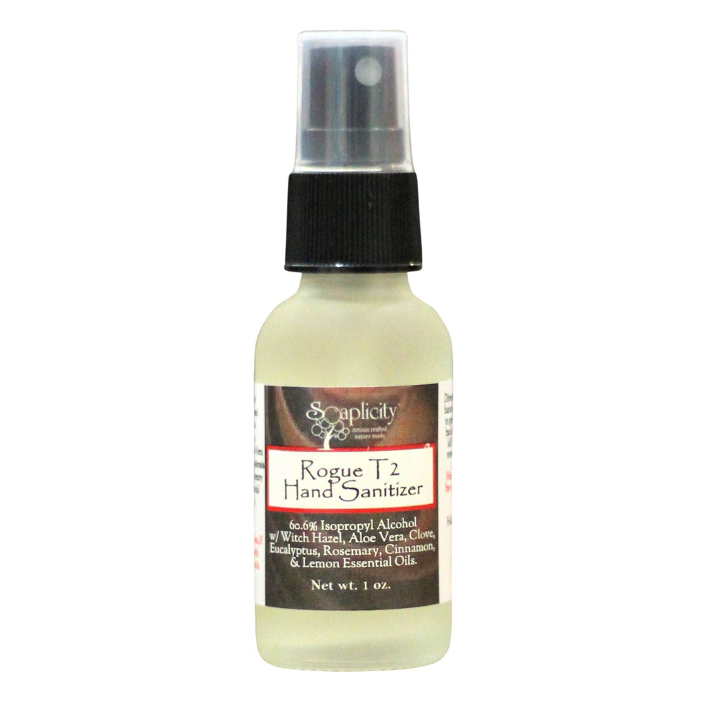 Rogue T2 Hand Sanitizer Spray – 60.6% Alcohol, Natural Essential Oils, 1 oz.