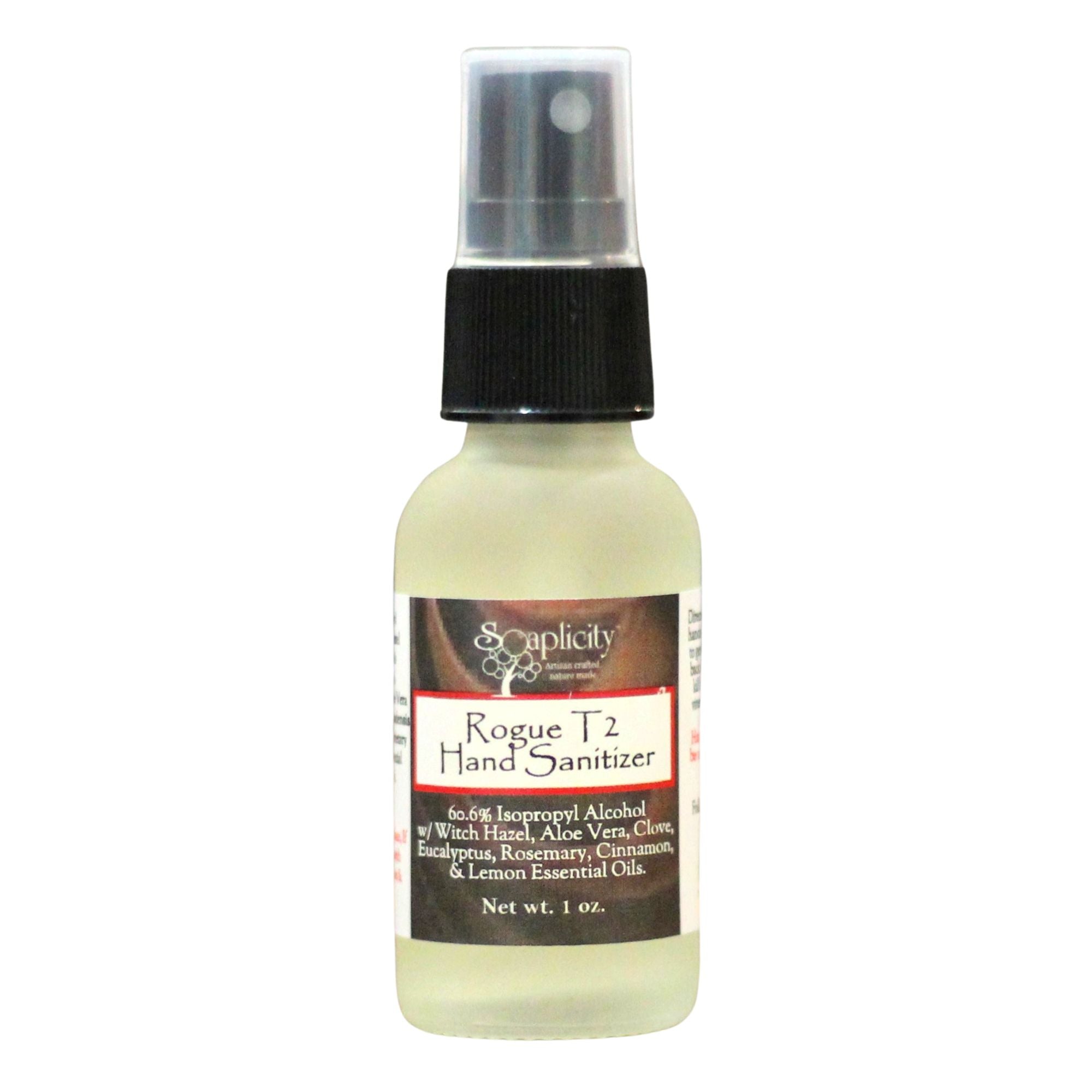 Rogue T2 Hand Sanitizer Spray – 60.6% Alcohol, Natural Essential Oils, 1 oz.