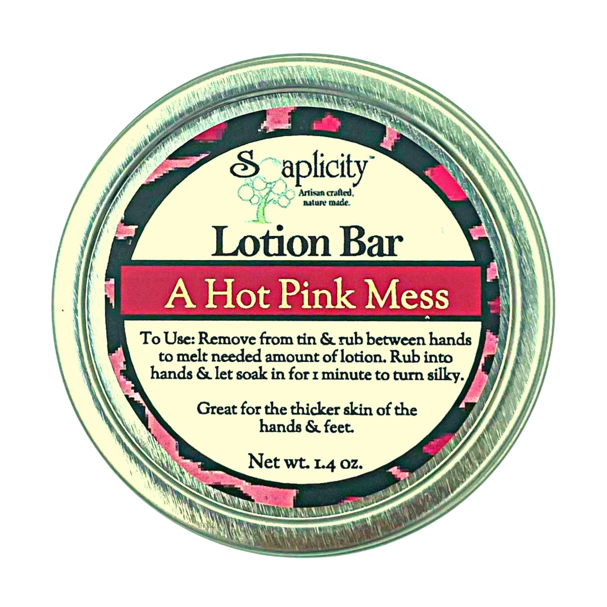 A Hot Pink Mess Lotion Bar – Natural Solid Moisturizer with Cinnamon & Peru Balsam