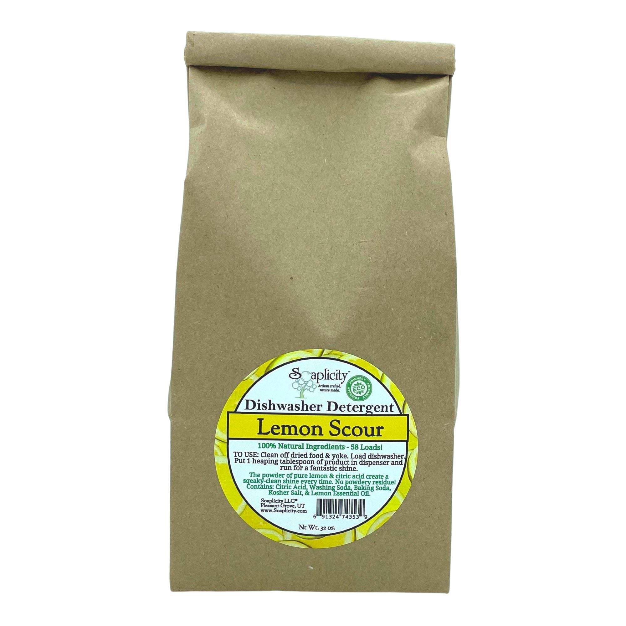 Lemon Scour Natural Dishwasher Detergent – 58 Loads, 32 oz