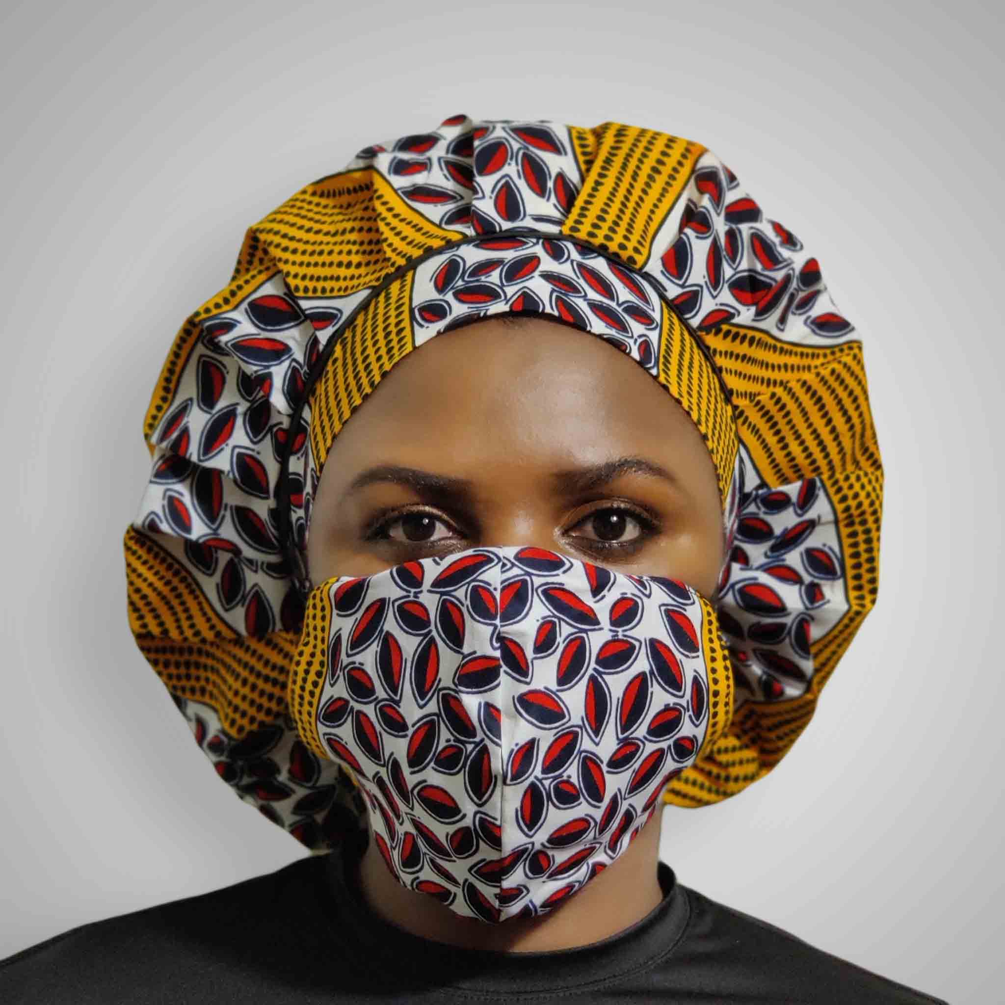 Duma Mbili Kente Satin-Lined Reversible Bonnet – 68" x 20"