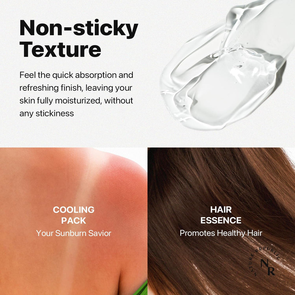 Nature Republic Aloe Vera 92% Soothing Gel – Multi-Use Hydrating Gel for Face, Hair & Body