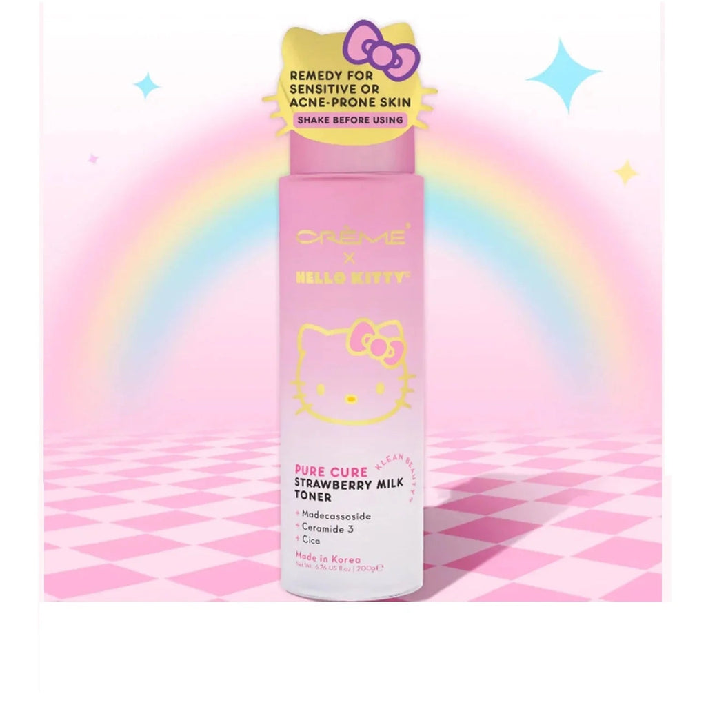 Hello Kitty Pure Cure Strawberry Milk Toner – Cica & Ceramide Klean Beauty Toner 6.76 oz