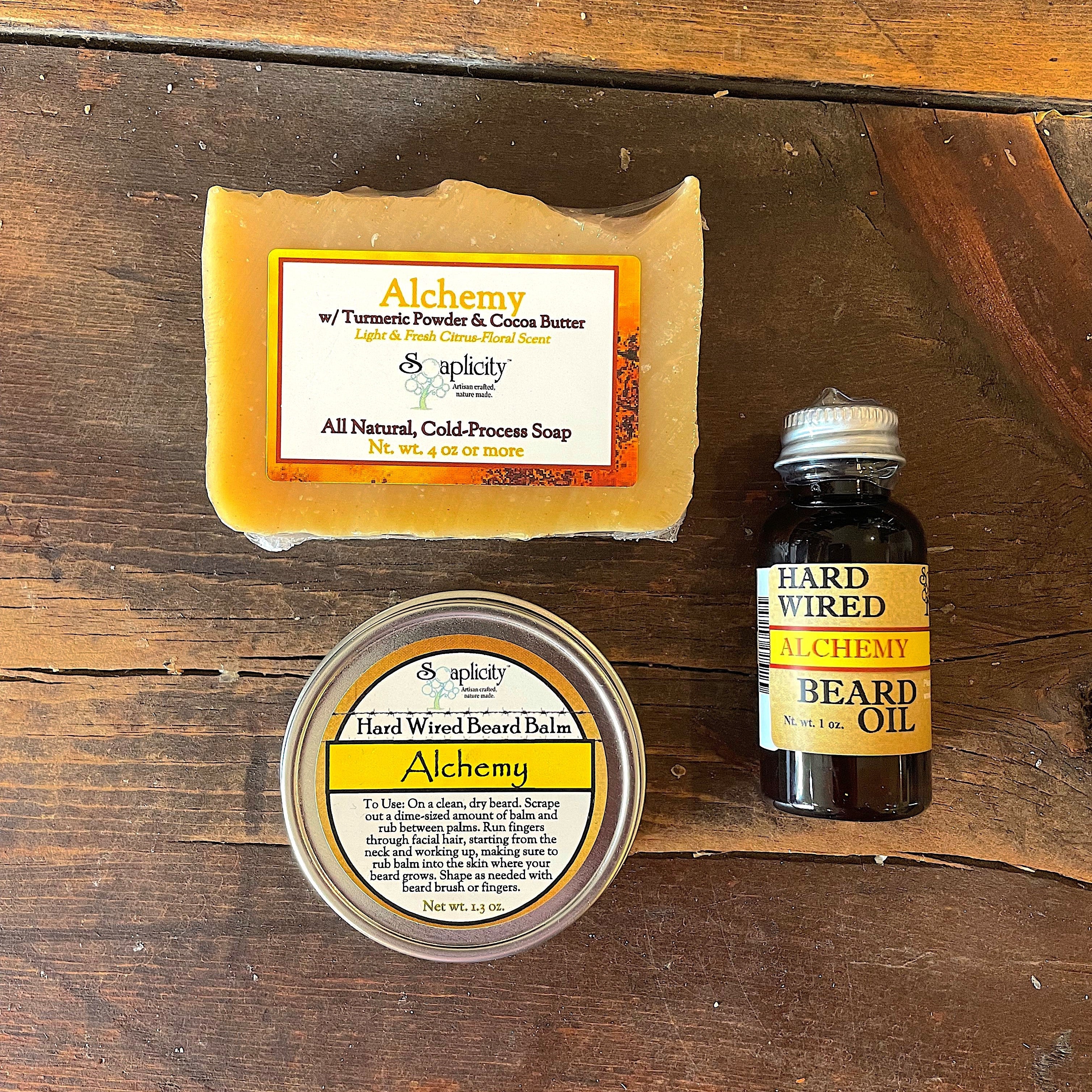 Bearded Trio Gift Set – Hard Wired Beard Oil, Balm & Soap Bar Bundle