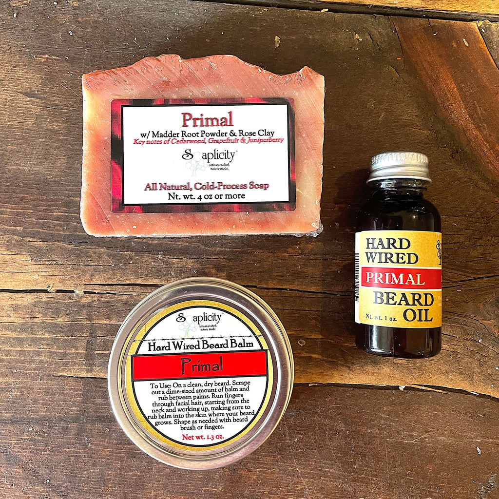 Bearded Trio Gift Set – Hard Wired Beard Oil, Balm & Soap Bar Bundle