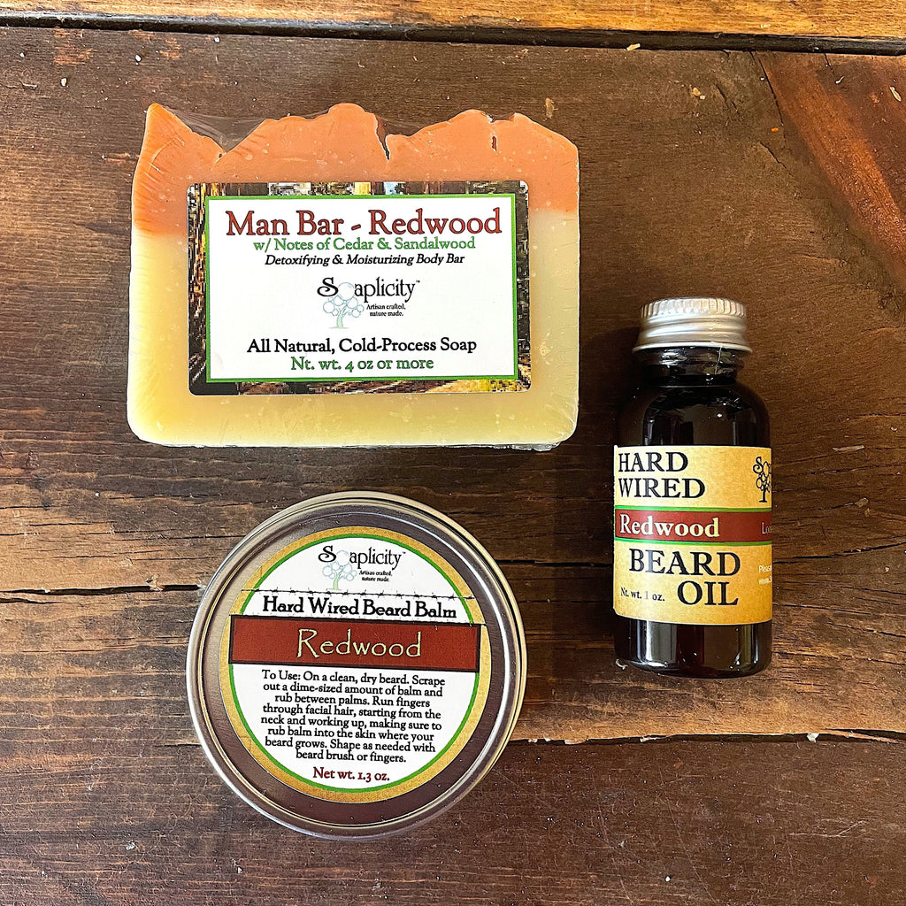 Bearded Trio Gift Set – Hard Wired Beard Oil, Balm & Soap Bar Bundle