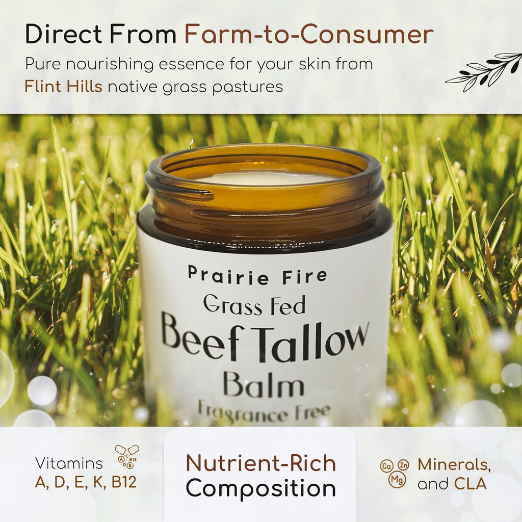 Grass Fed Beef Tallow Balm 4oz - USA Made Organic