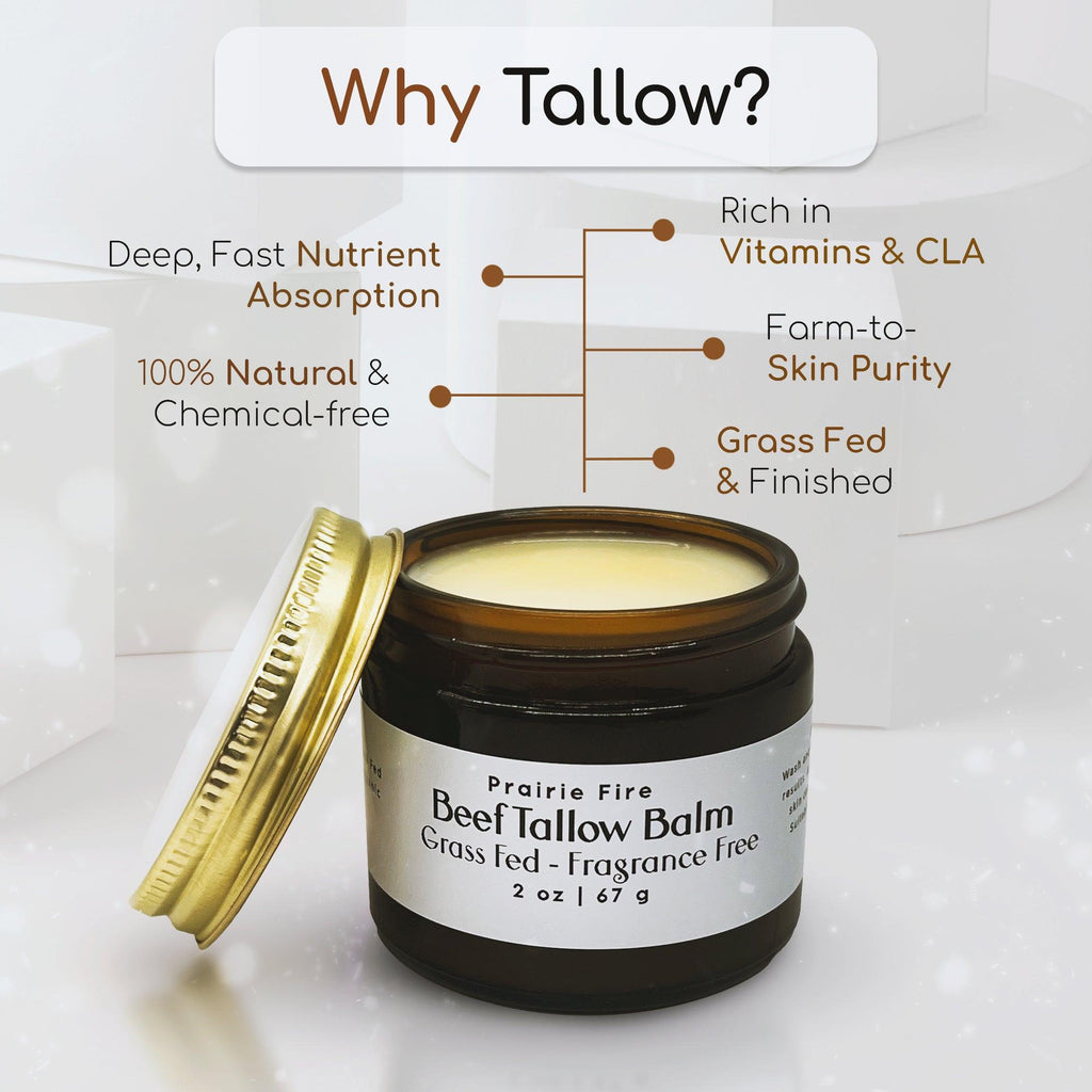 Grass Fed Beef Tallow Balm 4oz - USA Made Organic