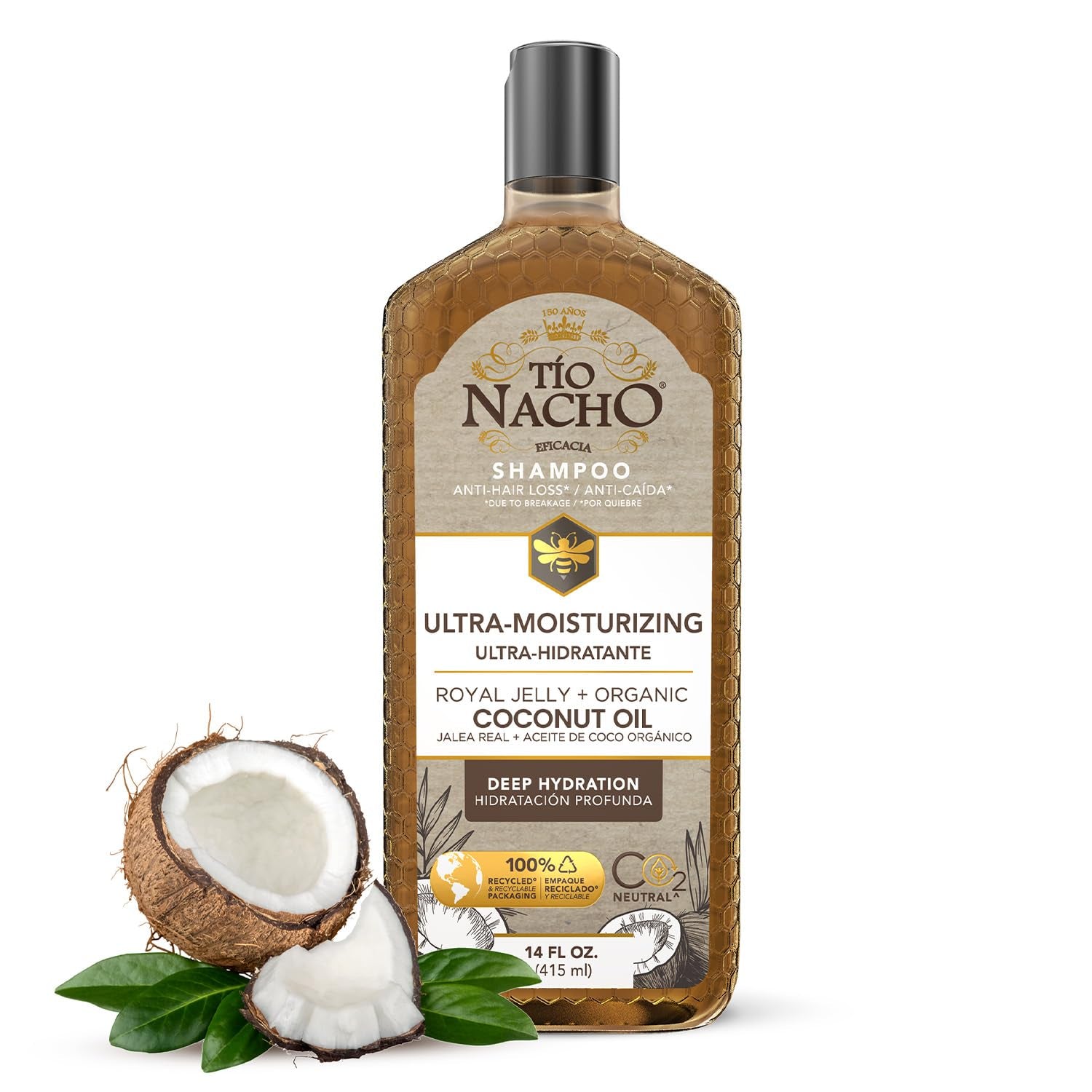 Ultra Hydration Shampoo with Coconut Oil & Royal Jelly, Hydrating & Nourishing for Dry, Damaged Hair, Fights Frizz & Protects from Breakage, 14 Fluid Ounces