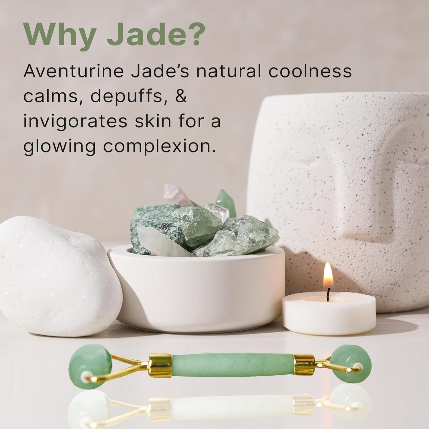 Jade Face Roller with Eye Roller – De-Puffing & Firming Facial Massage Tool