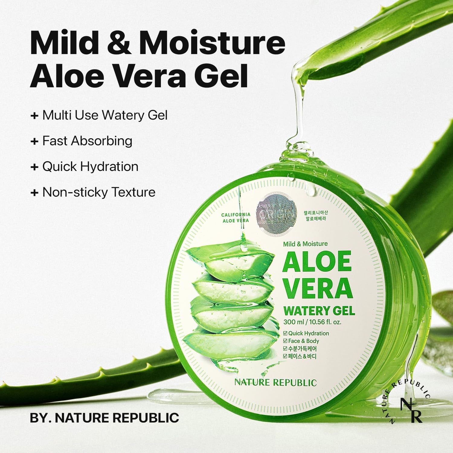 Nature Republic Aloe Vera 92% Soothing Gel – Multi-Use Hydrating Gel for Face, Hair & Body