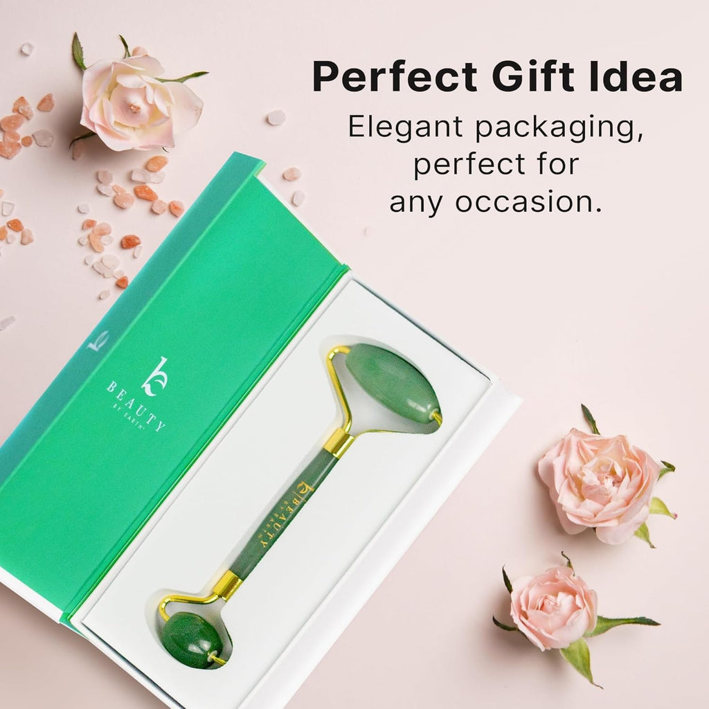 Jade Face Roller with Eye Roller – De-Puffing & Firming Facial Massage Tool