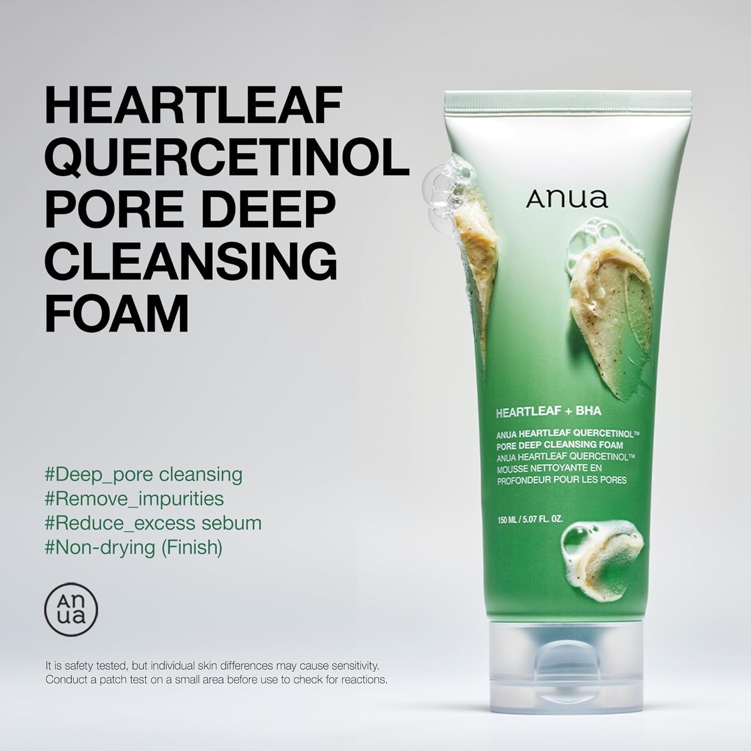 Heartleaf Quercetinol Pore Deep Cleansing Foam – BHA & Hyaluronic Acid Face Wash 5.07 oz
