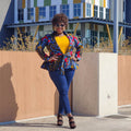 African Print Long Sleeve Peplum Blouse with Sash – Wax Print