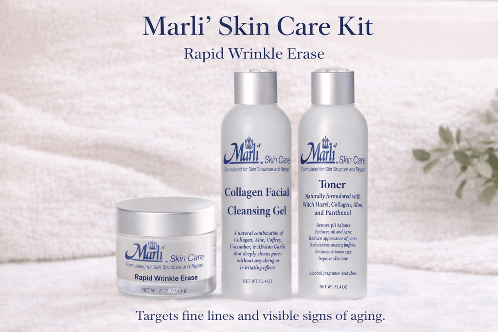 Marli Rapid Wrinkle Erase Complete Skin Care Kit - 3-Step Anti-Aging System