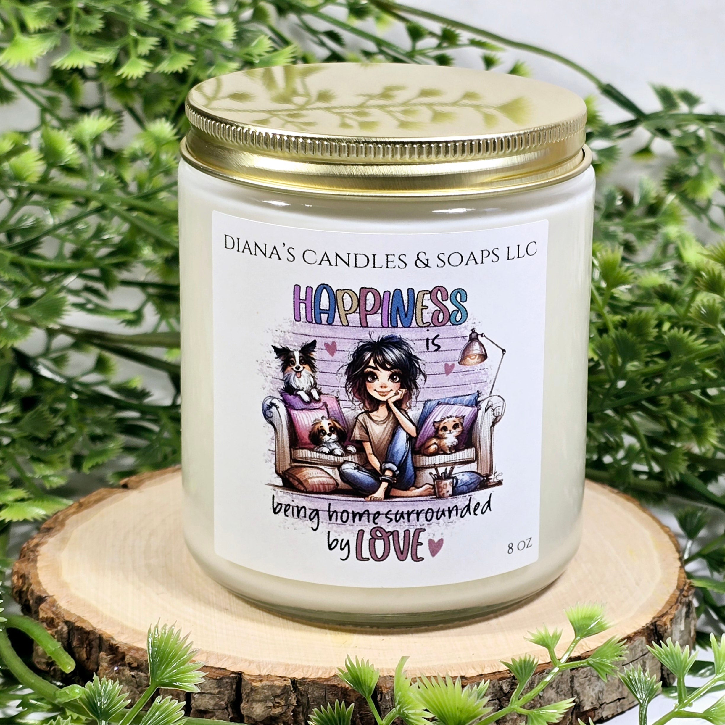 "Happiness Is Being..." — Natural Soy Candle (8 oz)