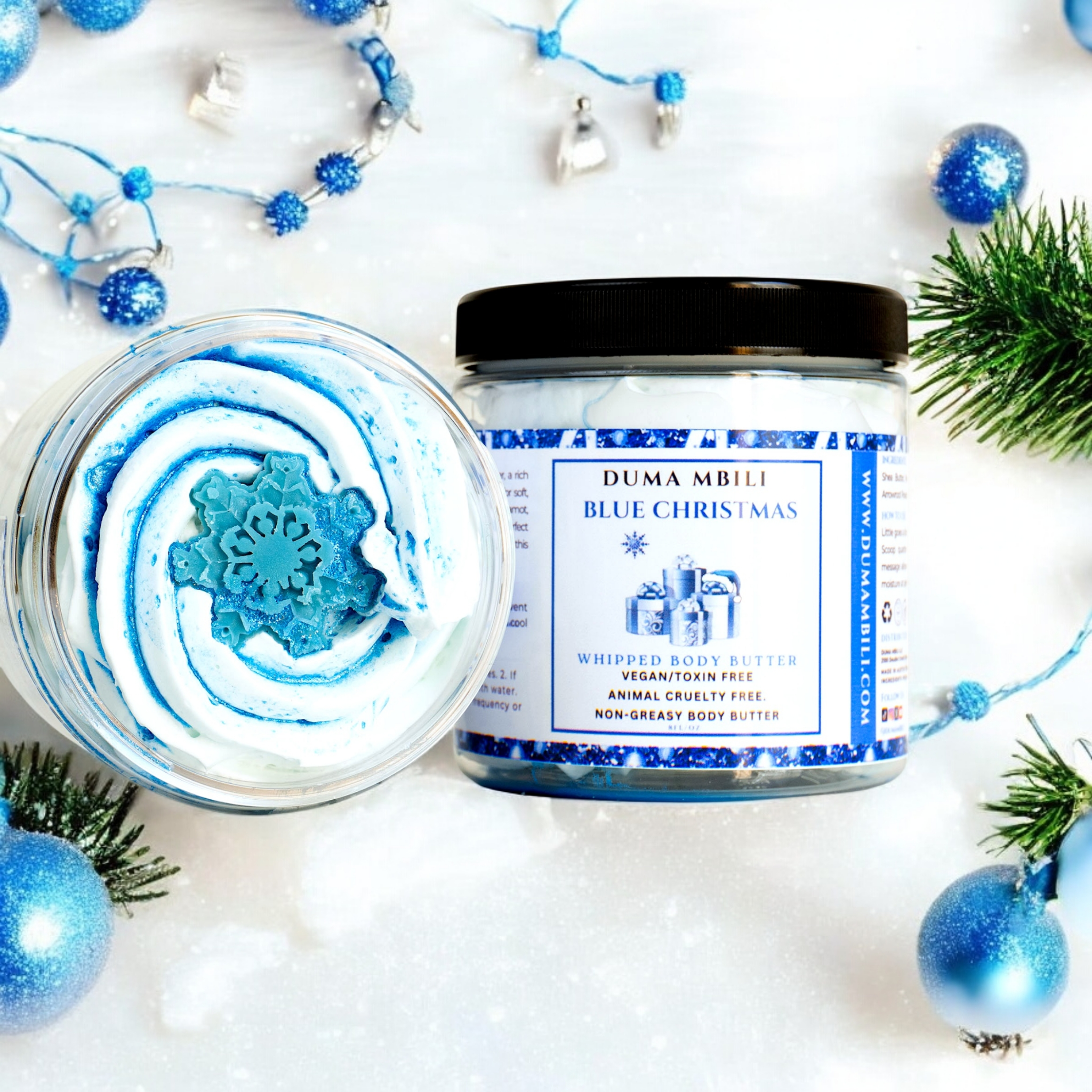 Blue Christmas Whipped Body Butter – Shea, Mango & Cocoa Butter Blend, 8 oz