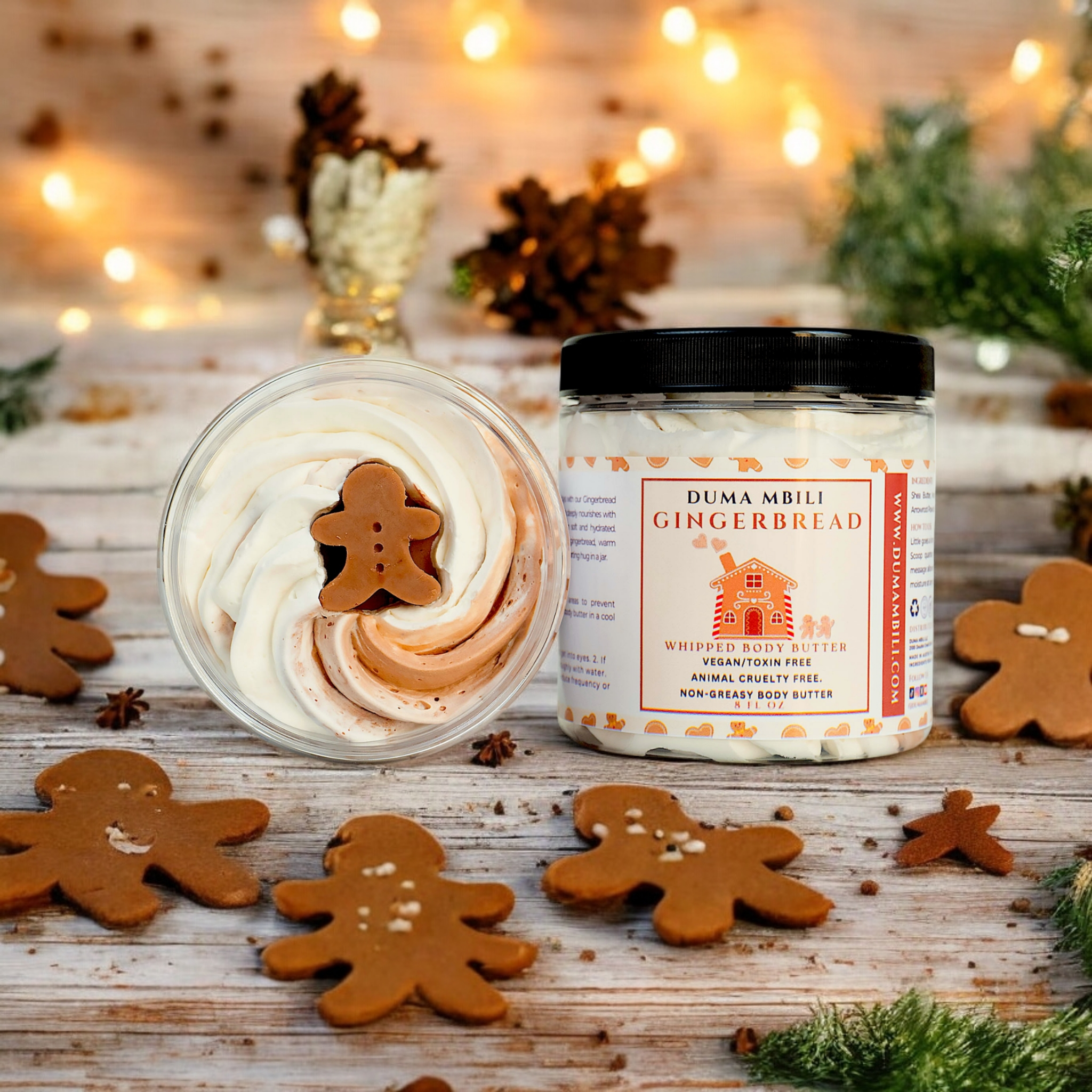 Gingerbread Whipped Body Butter – Shea, Mango & Cocoa Butter Blend, 8 oz