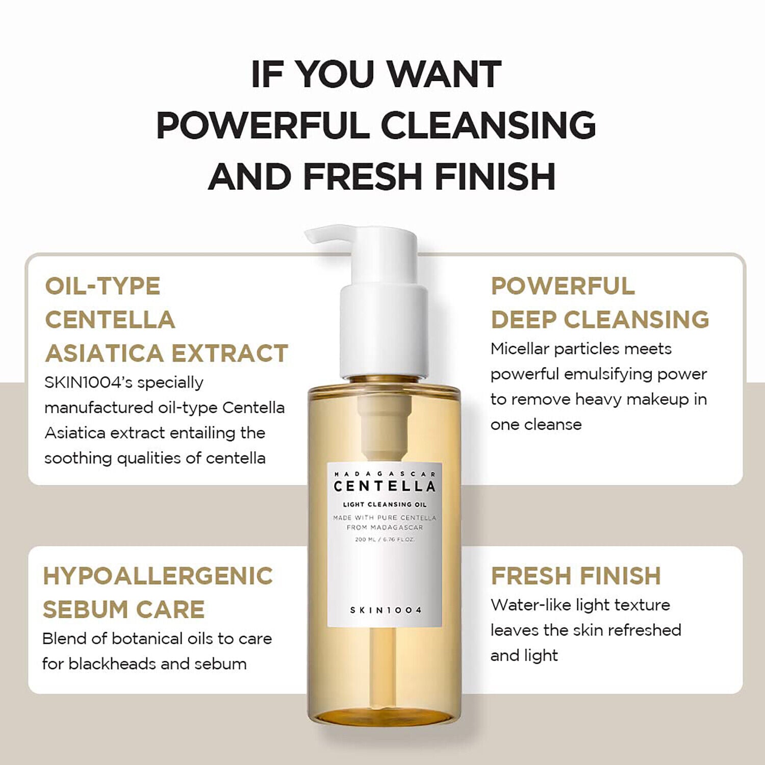 SKIN1004 Madagascar Centella Light Cleansing Oil – Gentle Korean Double Cleanse Oil
