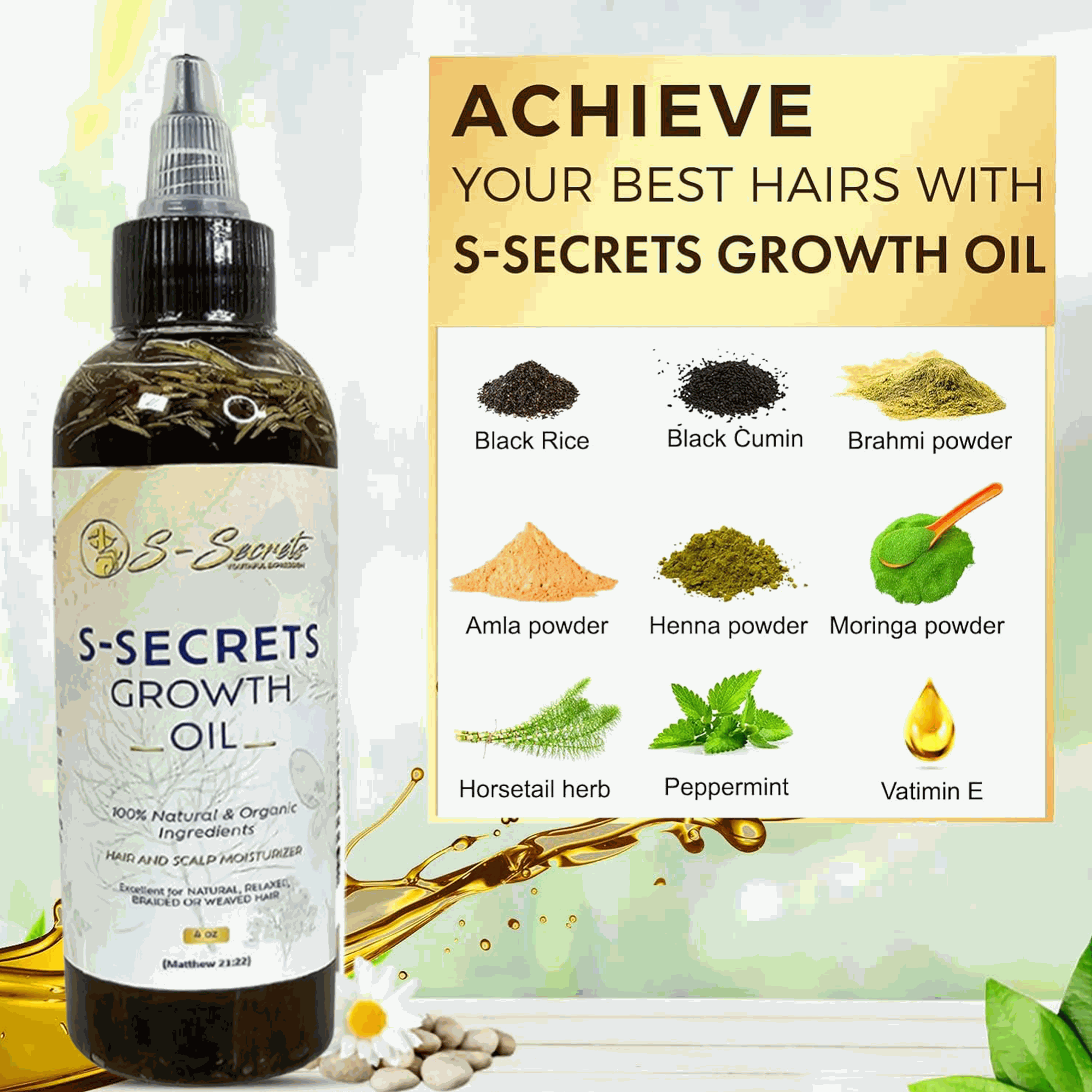 S-Secrets Scalp Stimulator Hair Growth Oil – 4 oz