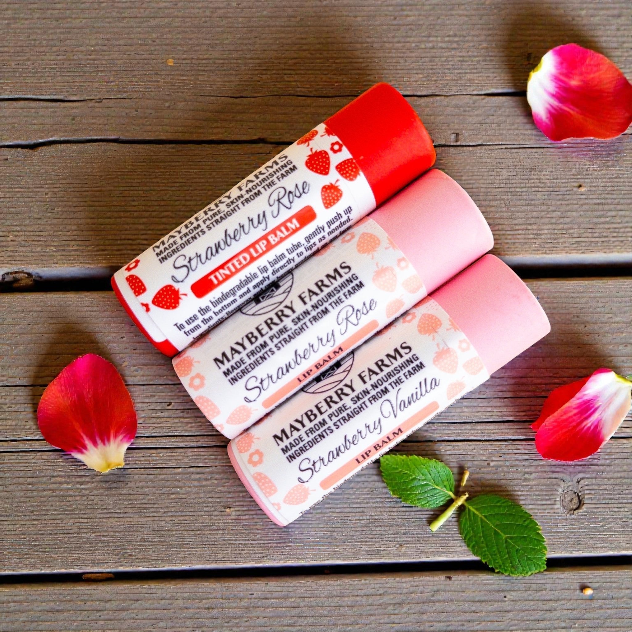 Strawberry Rose Tallow Lip Balm – Natural Beeswax & Strawberry Seed Oil