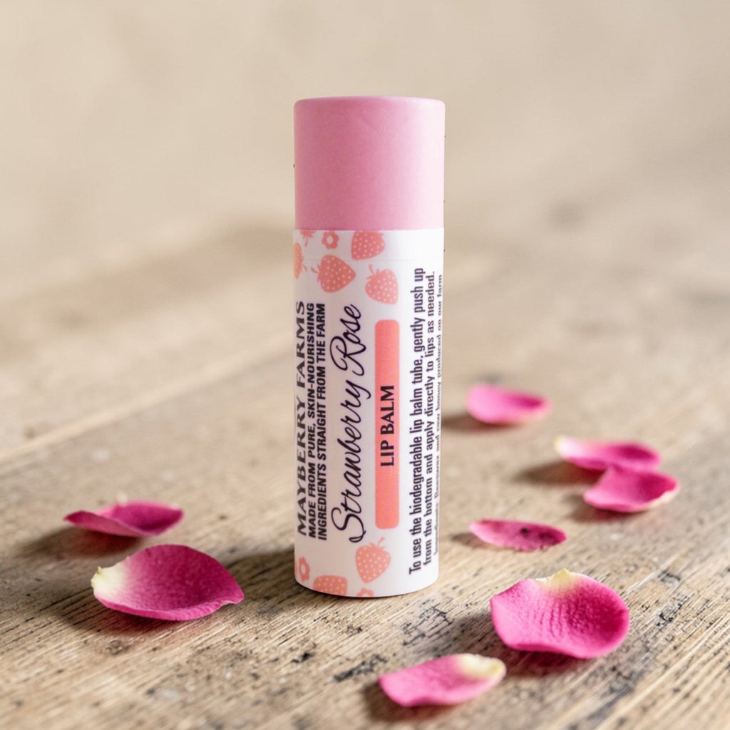 Strawberry Rose Tallow Lip Balm – Natural Beeswax & Strawberry Seed Oil